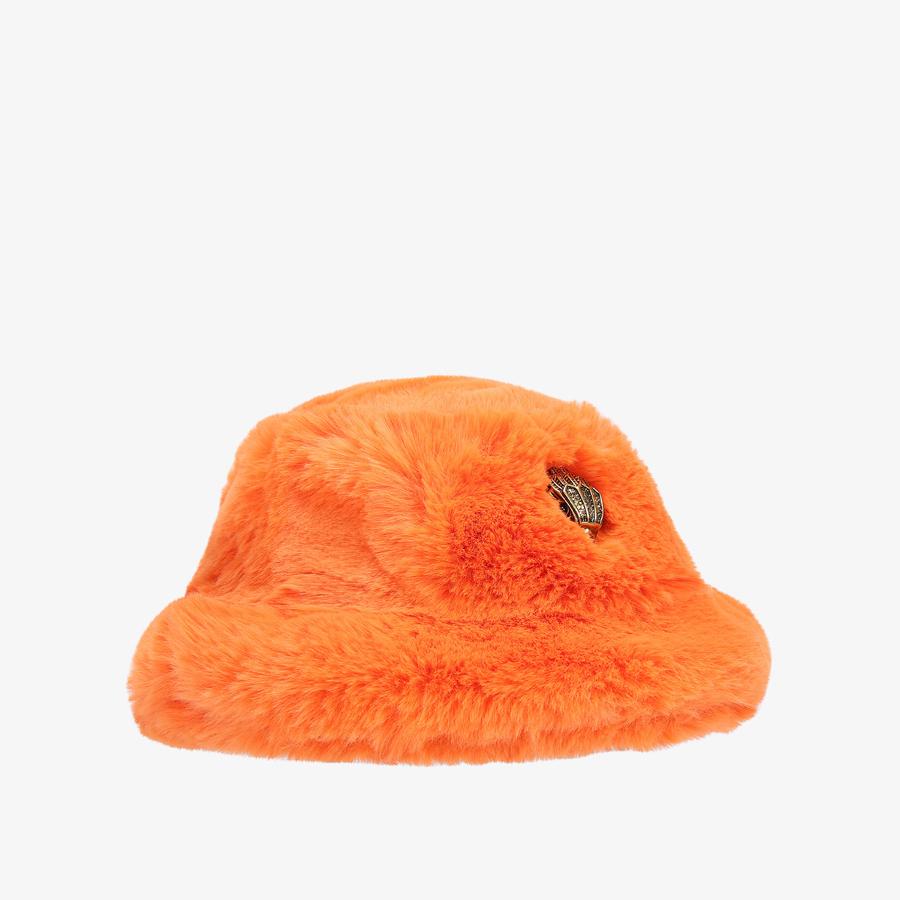 POPPY BUCKET HAT Orange Faux Fur Bucket Hat by KURT GEIGER LONDON
