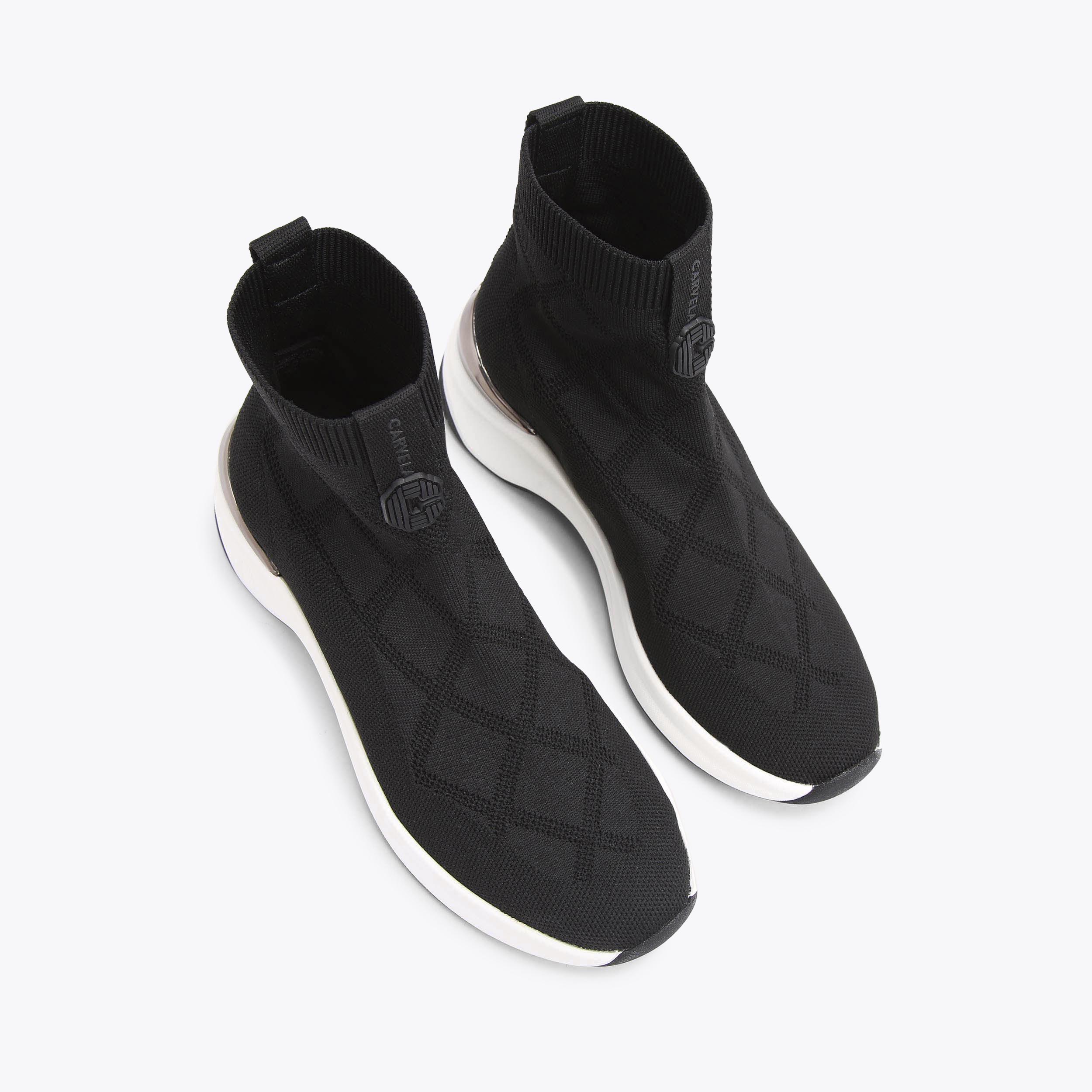 Kurt Geiger Carvela Comfort Slip On Trainers CHEQUERBOARD Black