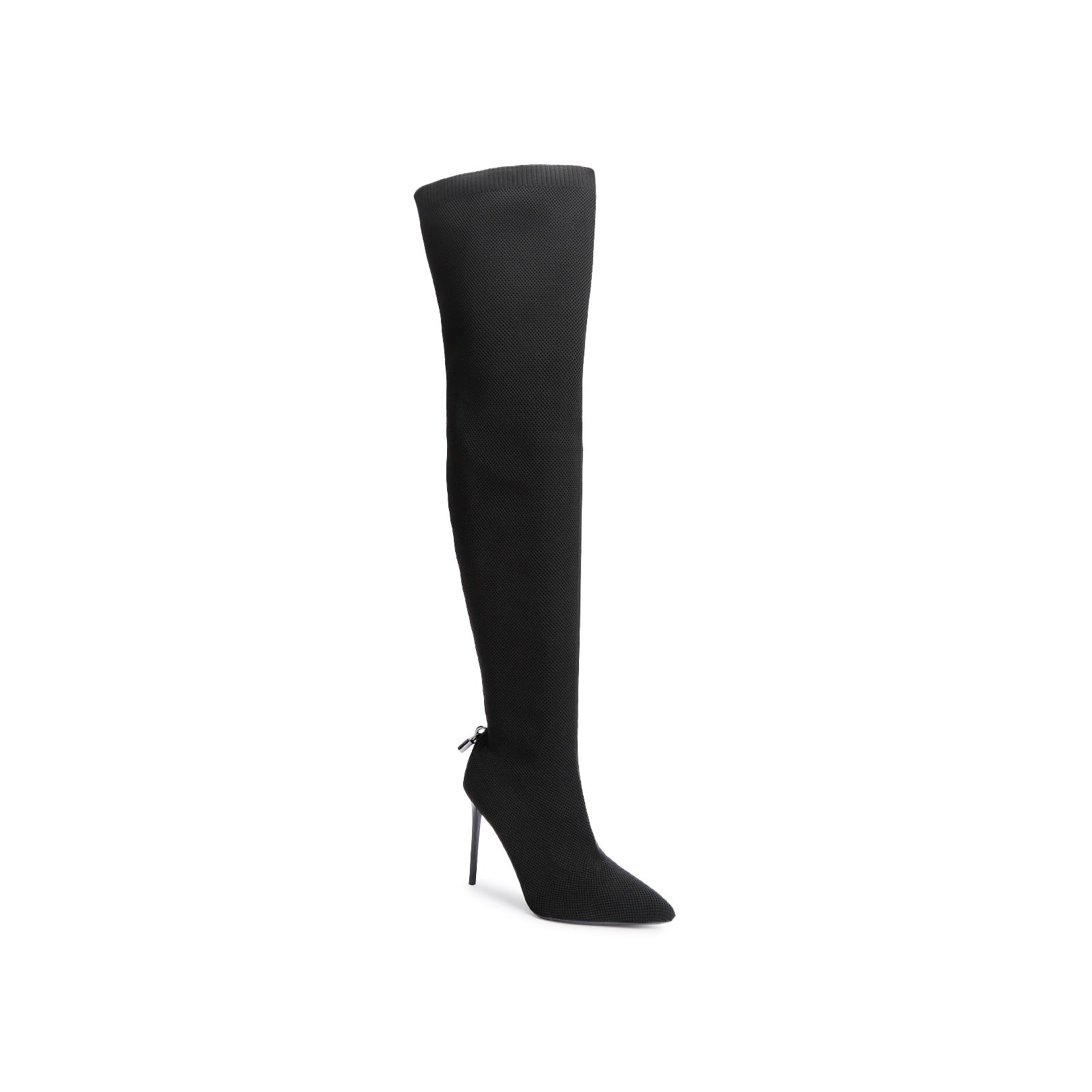 VIXEN OTK Black Knitted Over The Knee Boots by CARVELA