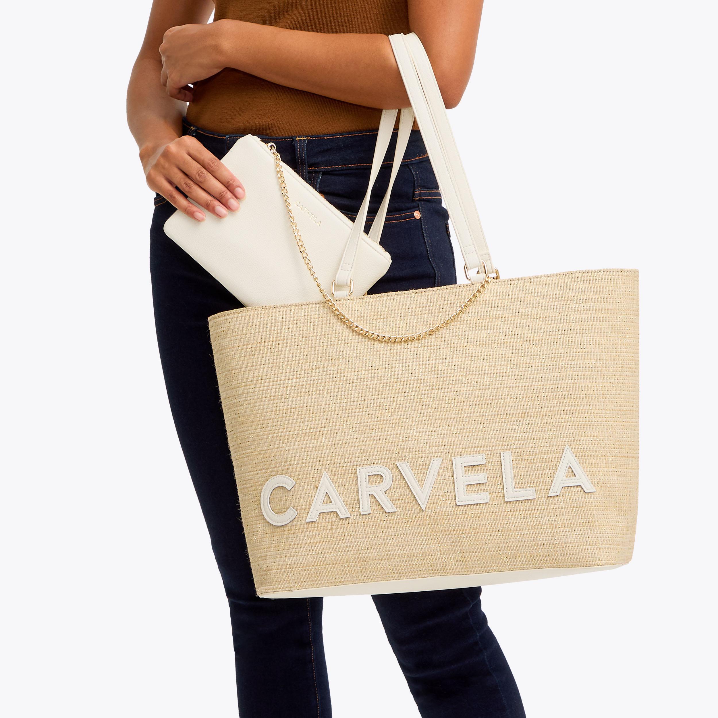 FRAME WINGED SHOPPER Beige Tote Shopper Bag by CARVELA