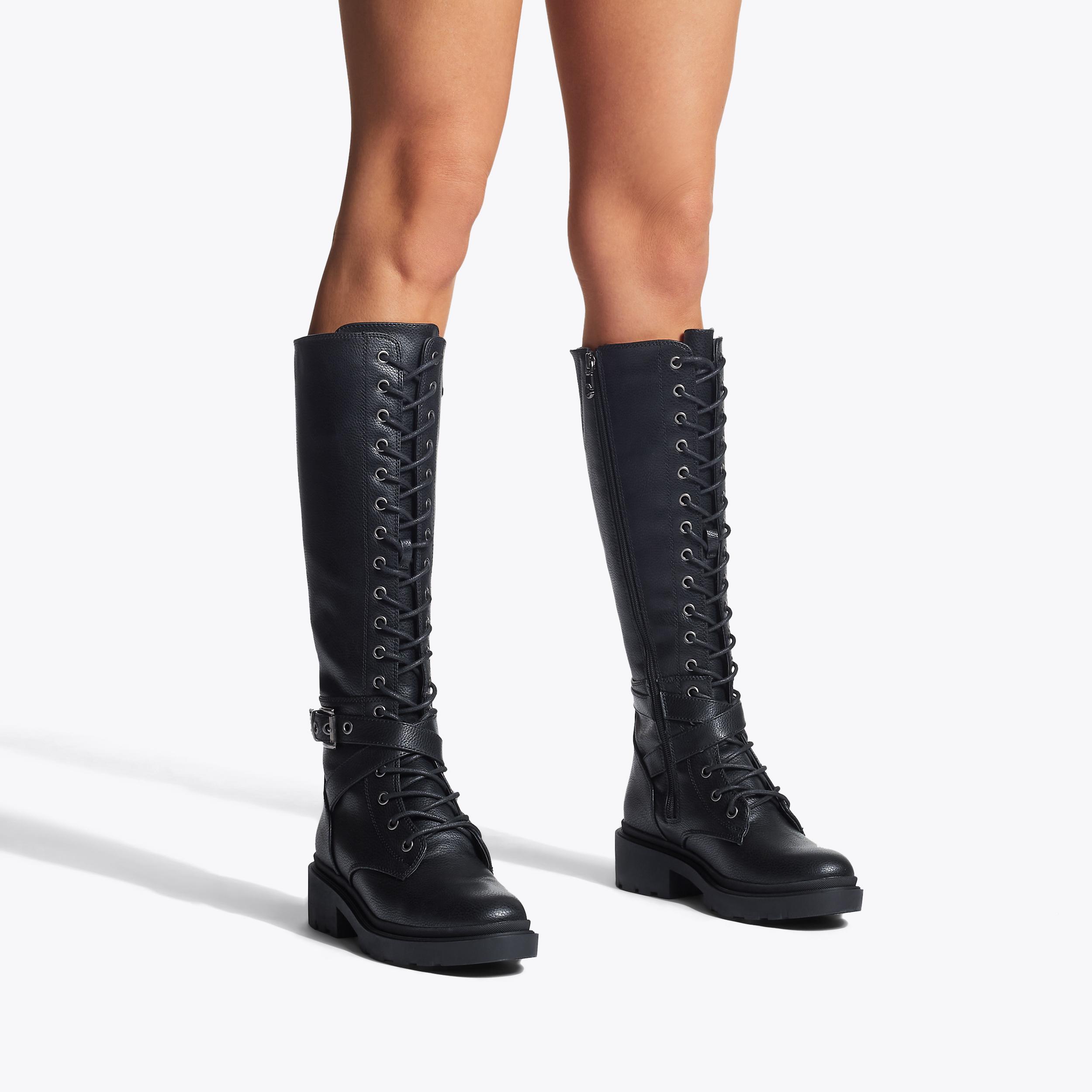 Black knee high lace up boots uk hotsell