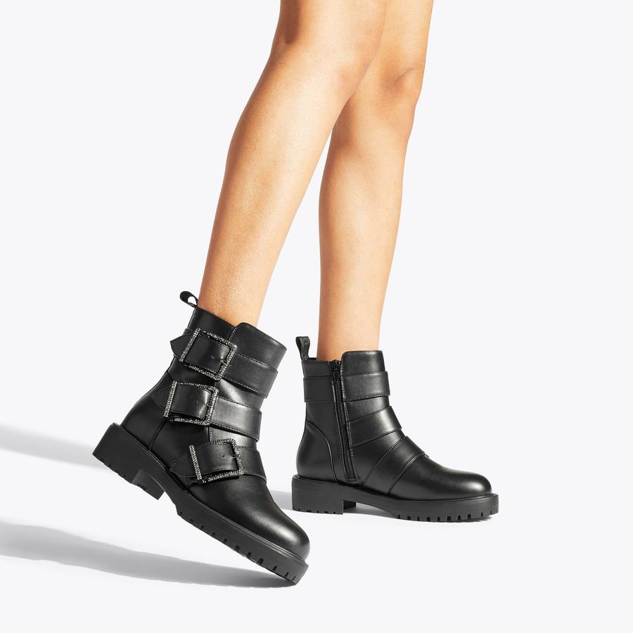 TRIXIE2 Black Buckled Ankle Boots by KG KURT GEIGER