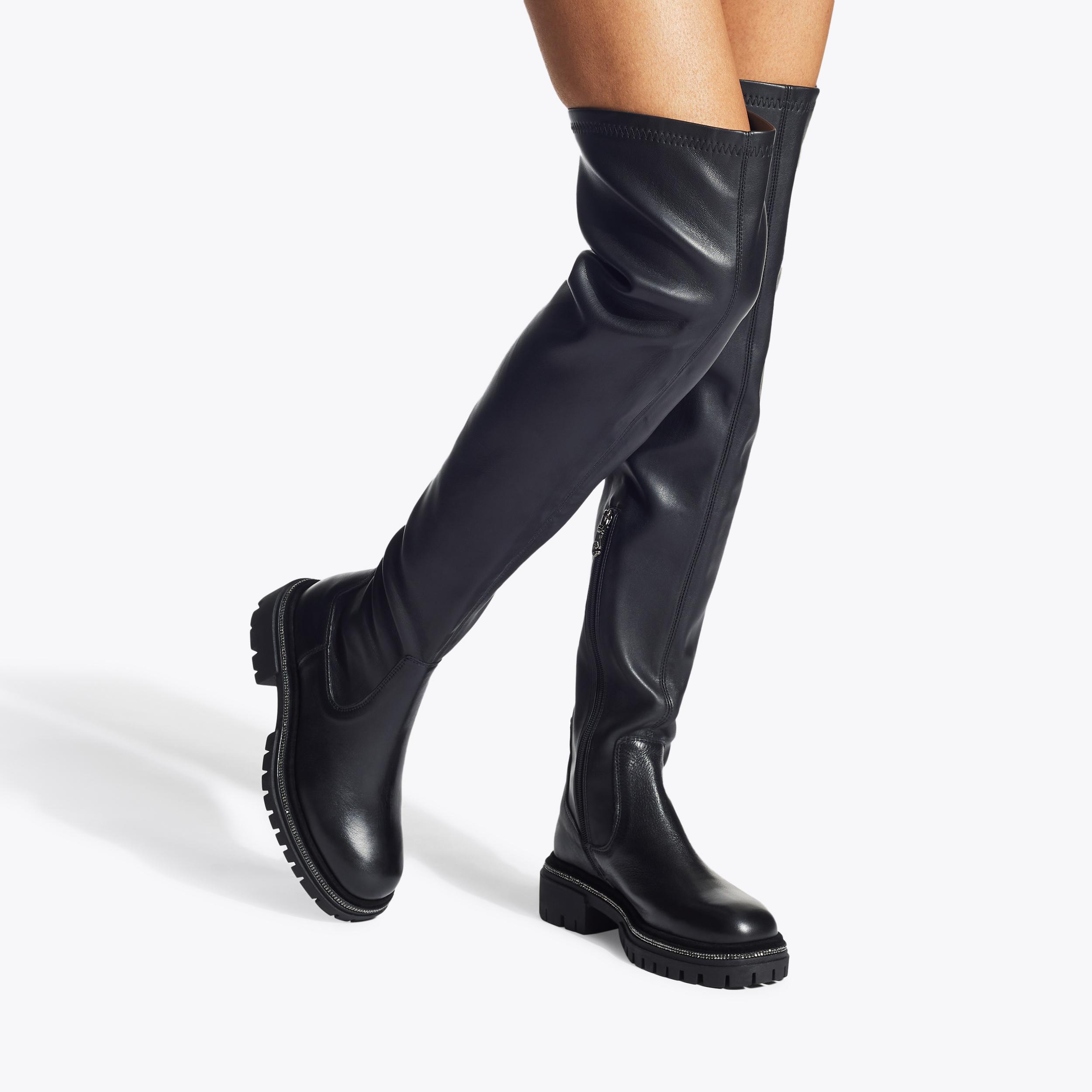 Carvela polished discount flat knee boots