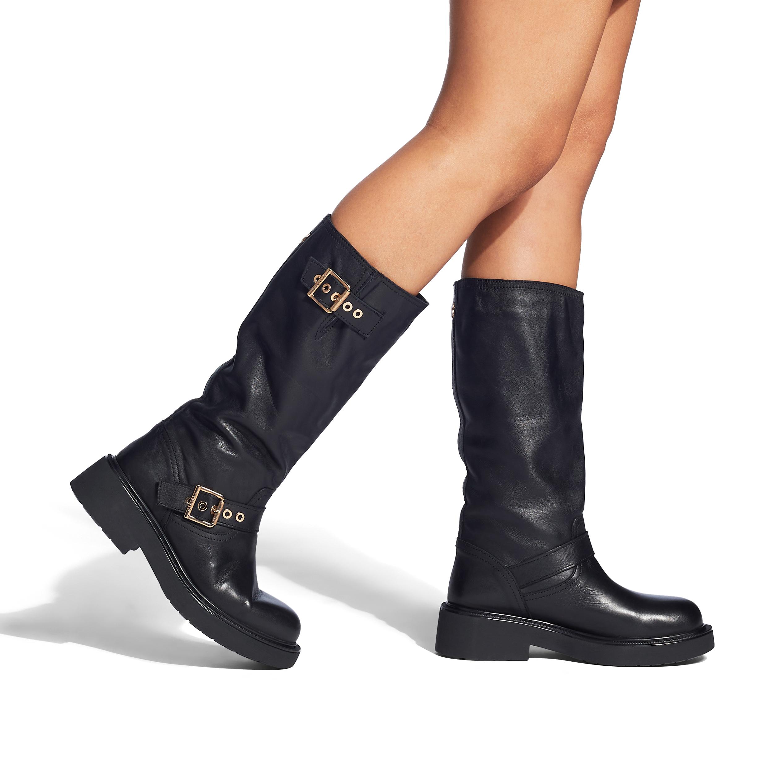 BIKER HIGH Black Leather High Top Ankle Boots by CARVELA