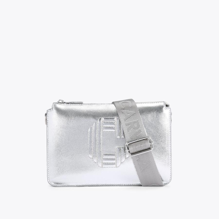 ICON TRIPLE Silver Cross Body Bag by CARVELA