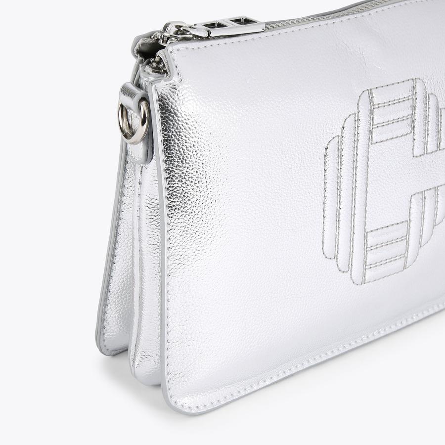 Wallet body bag／ミニポーチ付／silver 楽天市場】Wジッパー マルチケース B 名入れ 選択可能 名入れ刻印有無