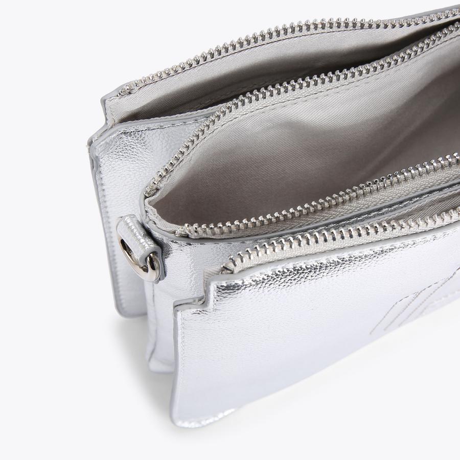 ICON TRIPLE Silver Cross Body Bag by CARVELA