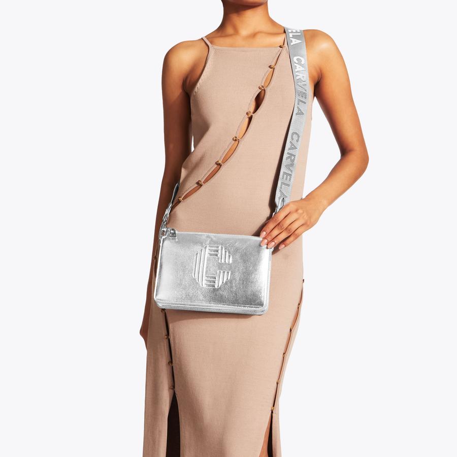 ICON TRIPLE Silver Cross Body Bag by CARVELA