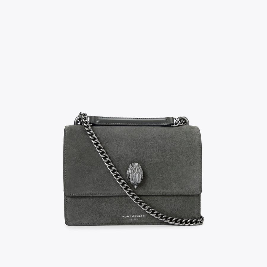 SHOREDITCH CROSS BODY Grey Suede Cross Body Bag by KURT GEIGER LONDON