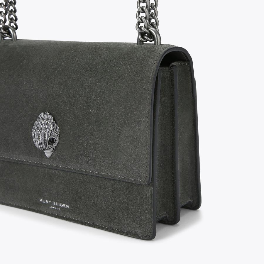 SHOREDITCH CROSS BODY Grey Suede Cross Body Bag by KURT GEIGER LONDON