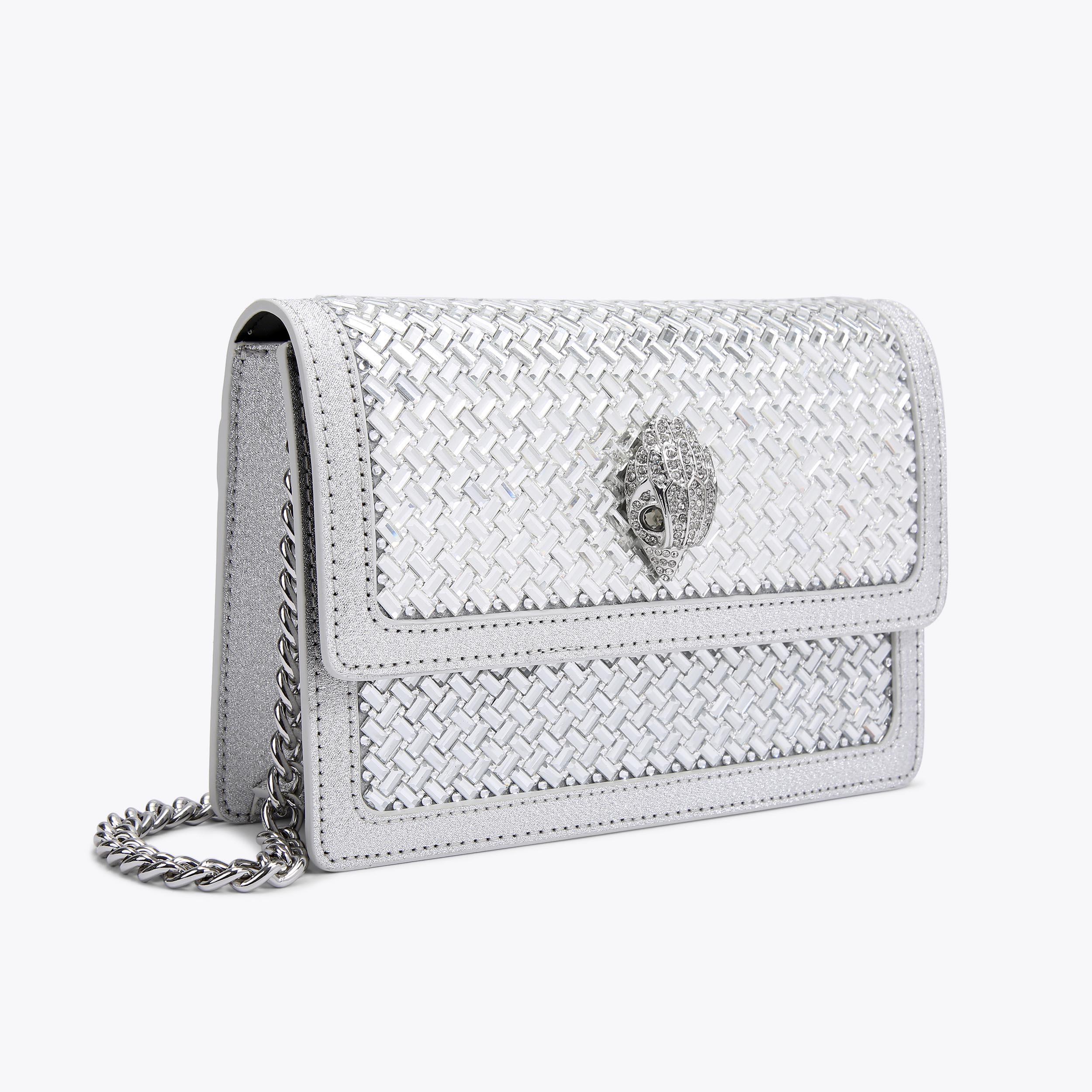 SHOREDITCH SM CROSS BODY Silver Quilted Crystal Small Cross Body Bag by ...