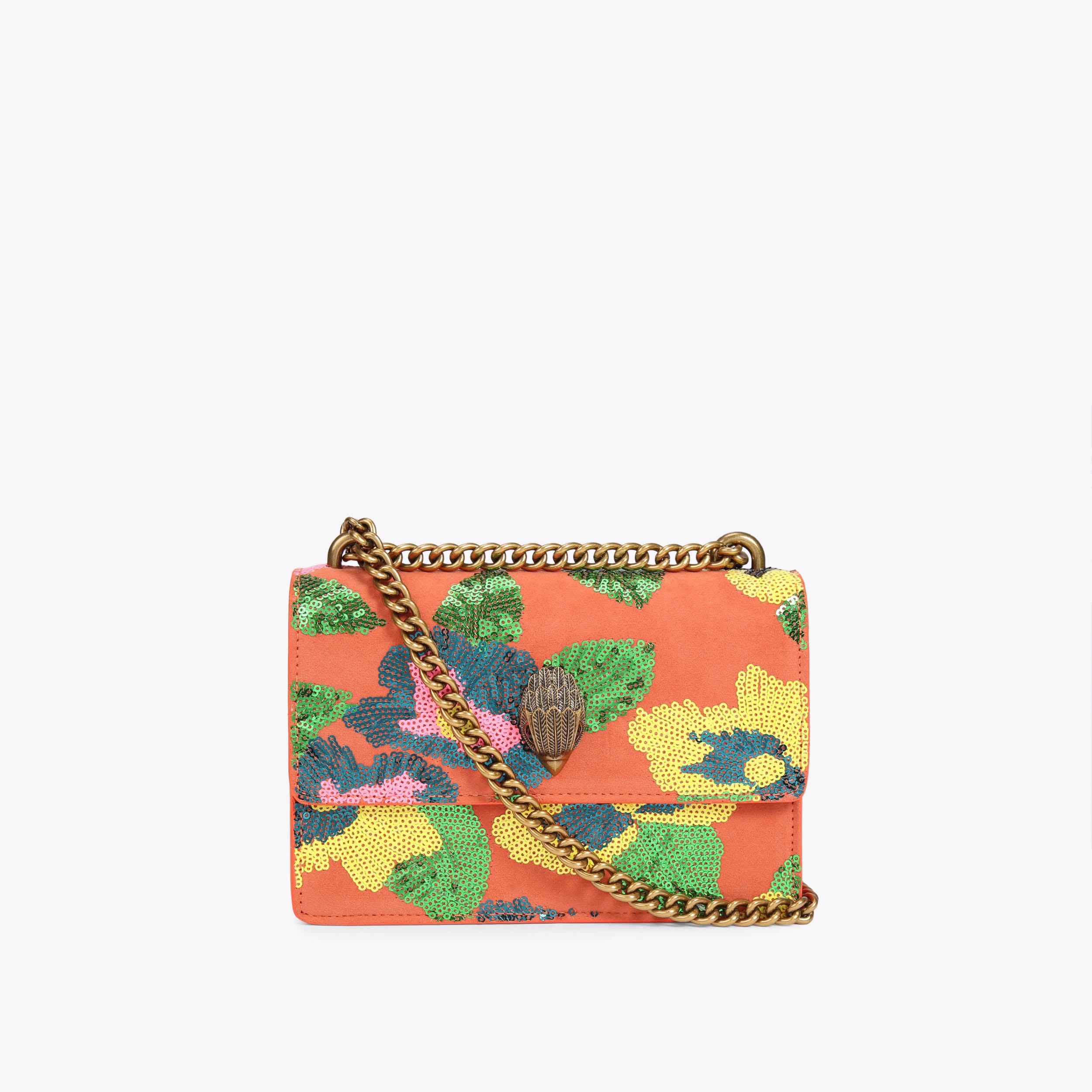 SHOREDITCH SM CROSS BODY Orange Floral Sequin Cross Body Bag by KURT