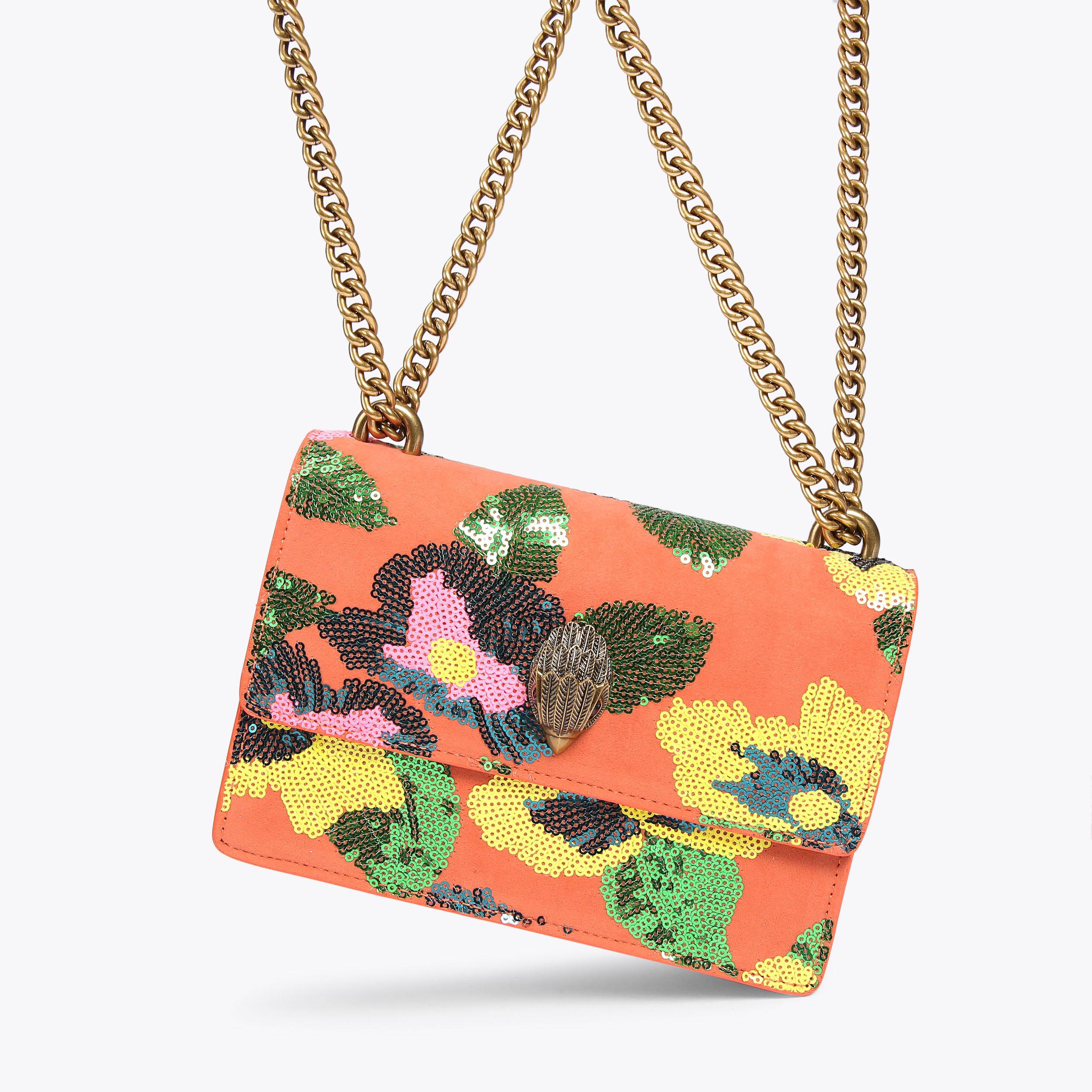 SHOREDITCH SM CROSS BODY Orange Floral Sequin Cross Body Bag by 
