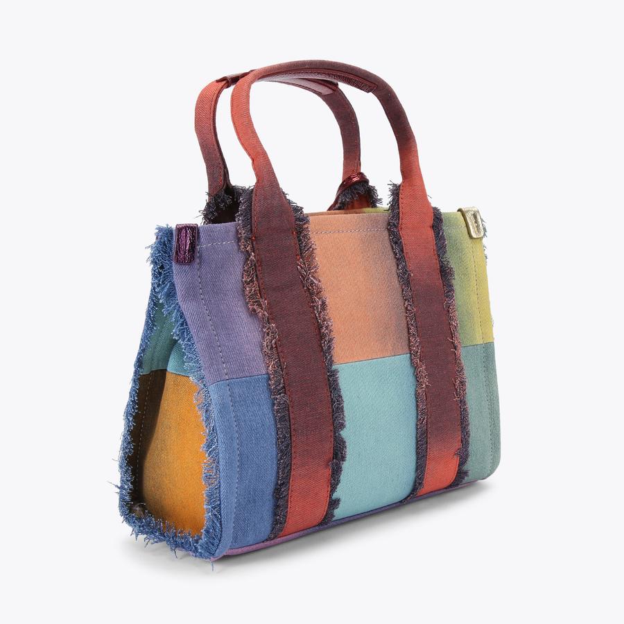SMALL SOUTHBANK TOTE Denim Rainbow Frayed Tote Bag by KURT GEIGER