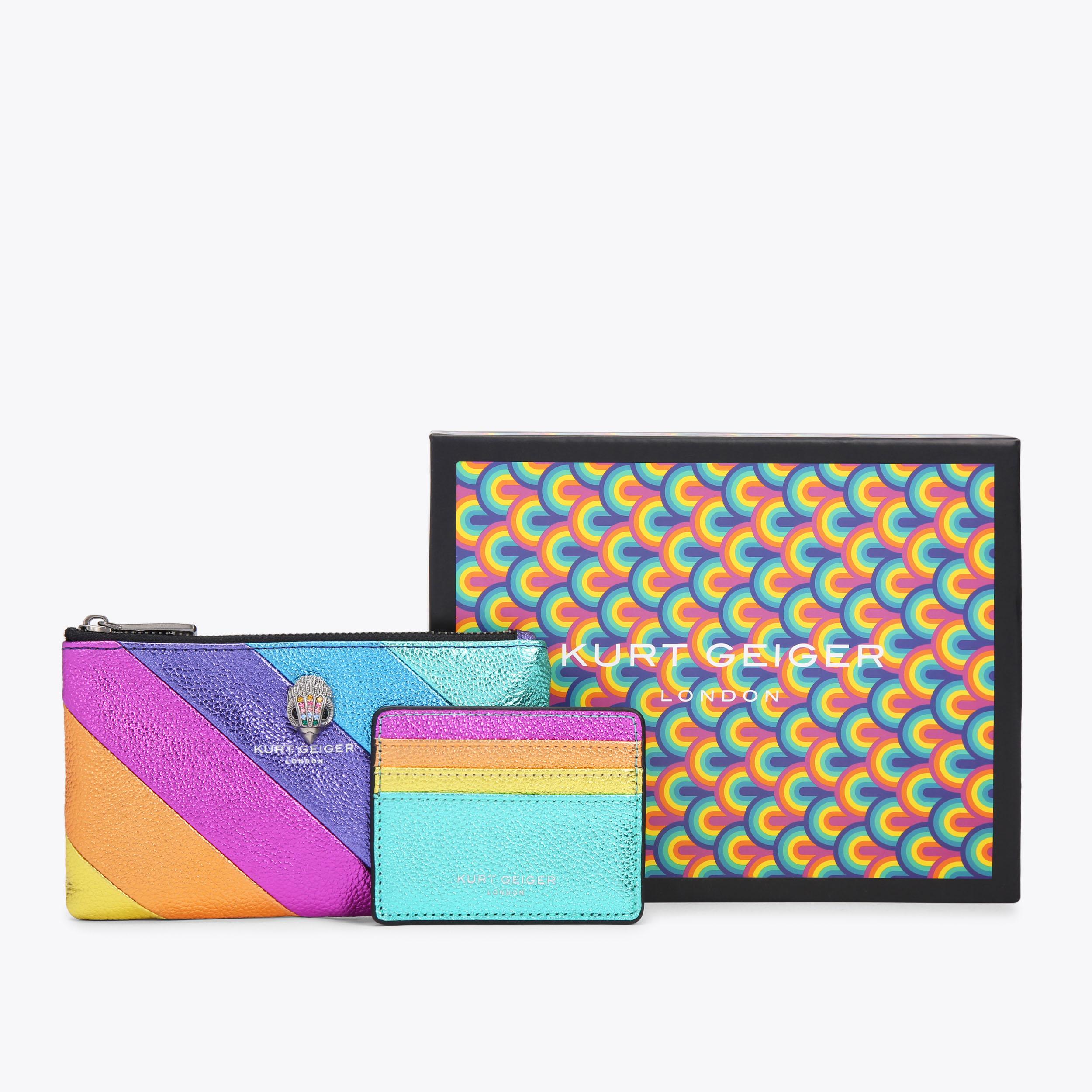 EAGLE POUCH GIFT SET Multi Colour Stripe Leather Pouch Gift Set by KURT