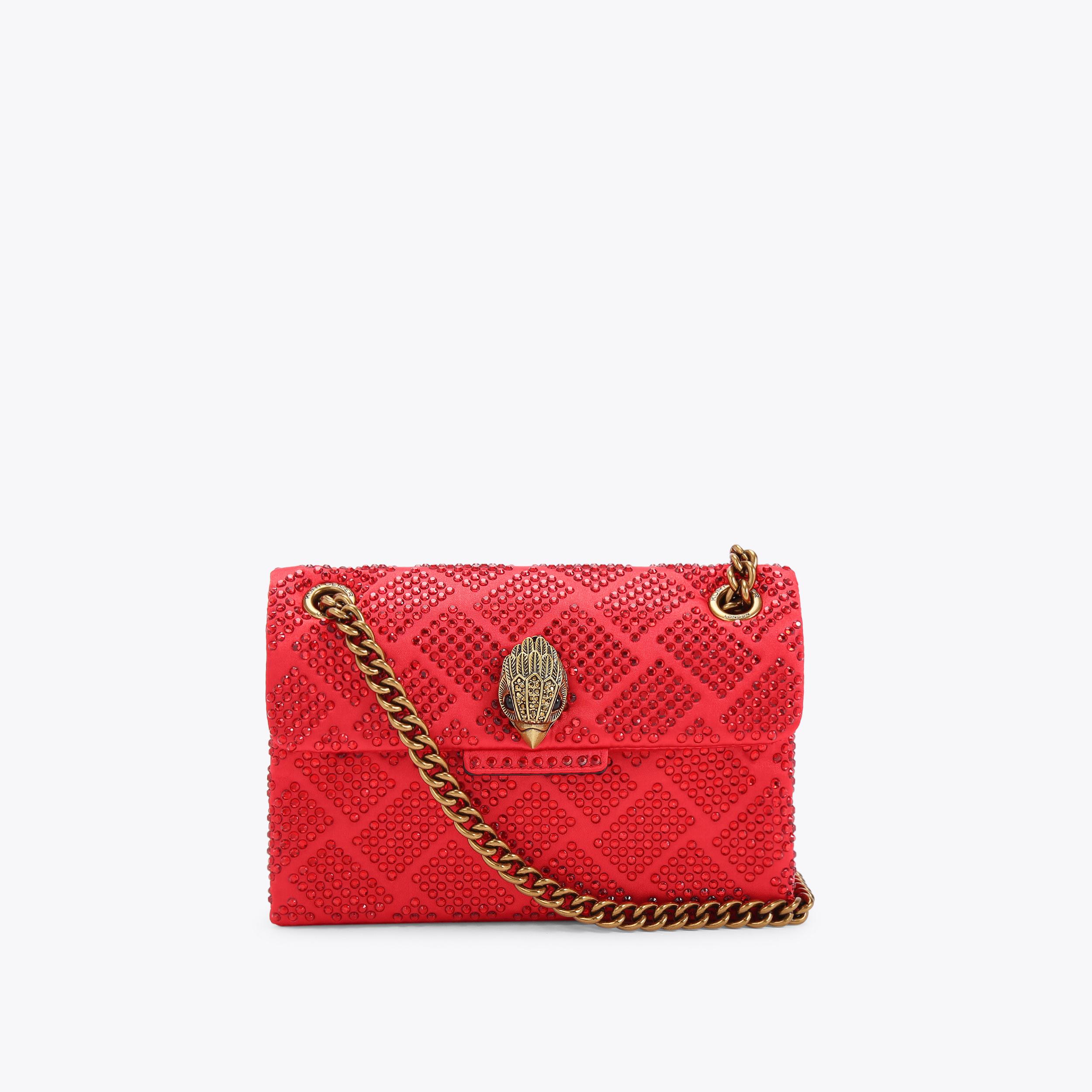 FABRIC MINI KENSINGTON Red Crystal Quilted Cross Body Bag by KURT ...