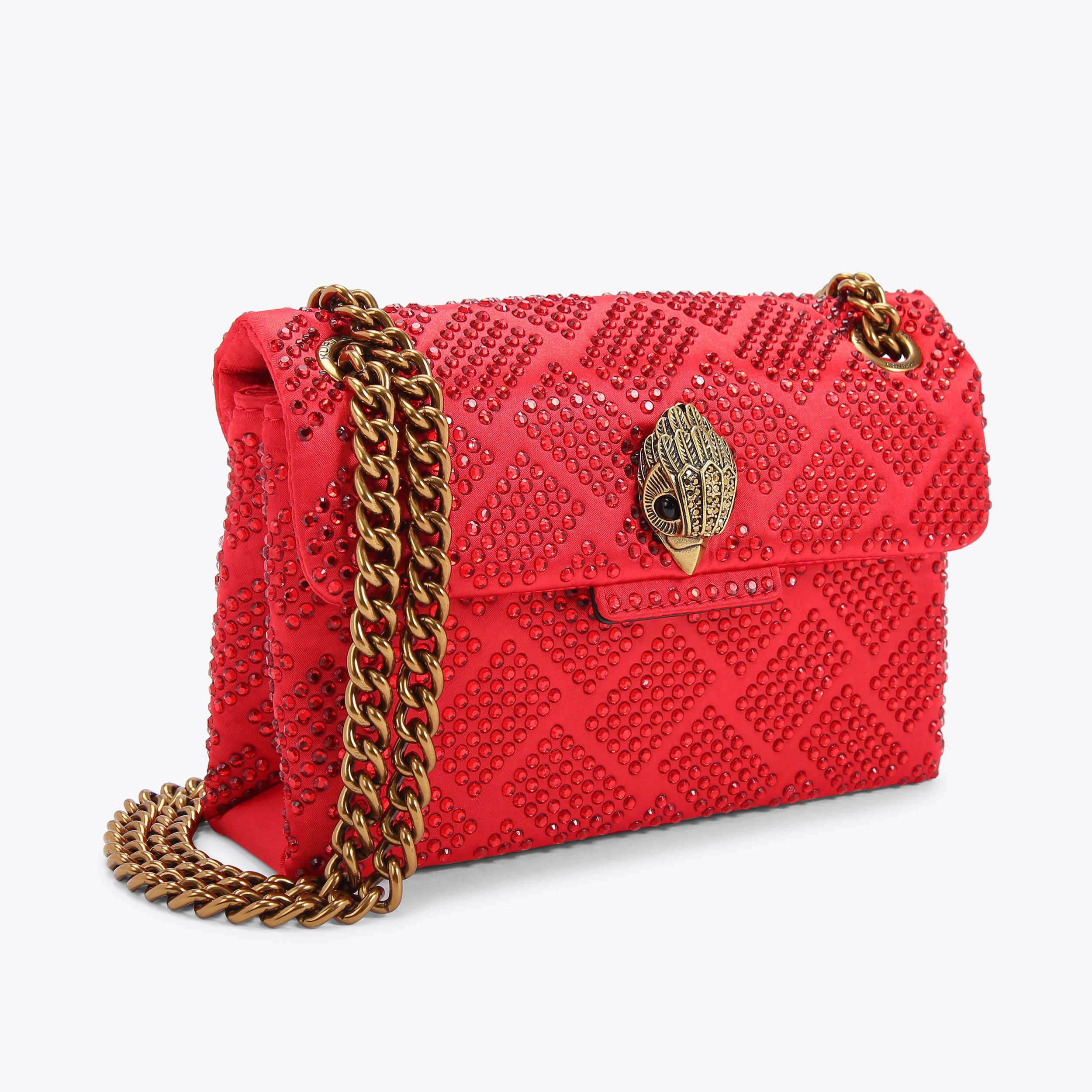 FABRIC MINI KENSINGTON Red Crystal Quilted Cross Body Bag by KURT ...