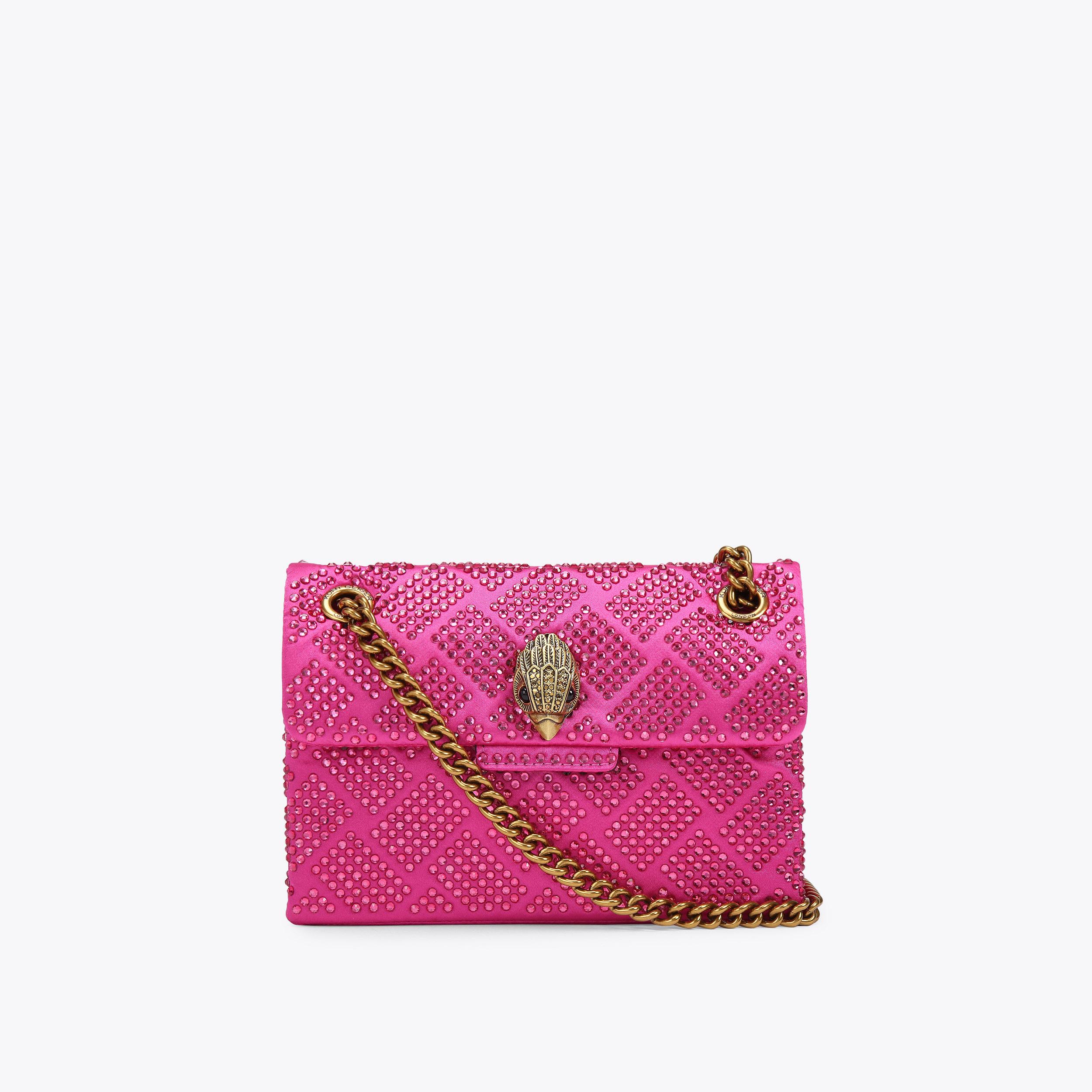 FABRIC MINI KENSINGTON Pink Fabric Crystal Cross Body Mini Bag by KURT ...