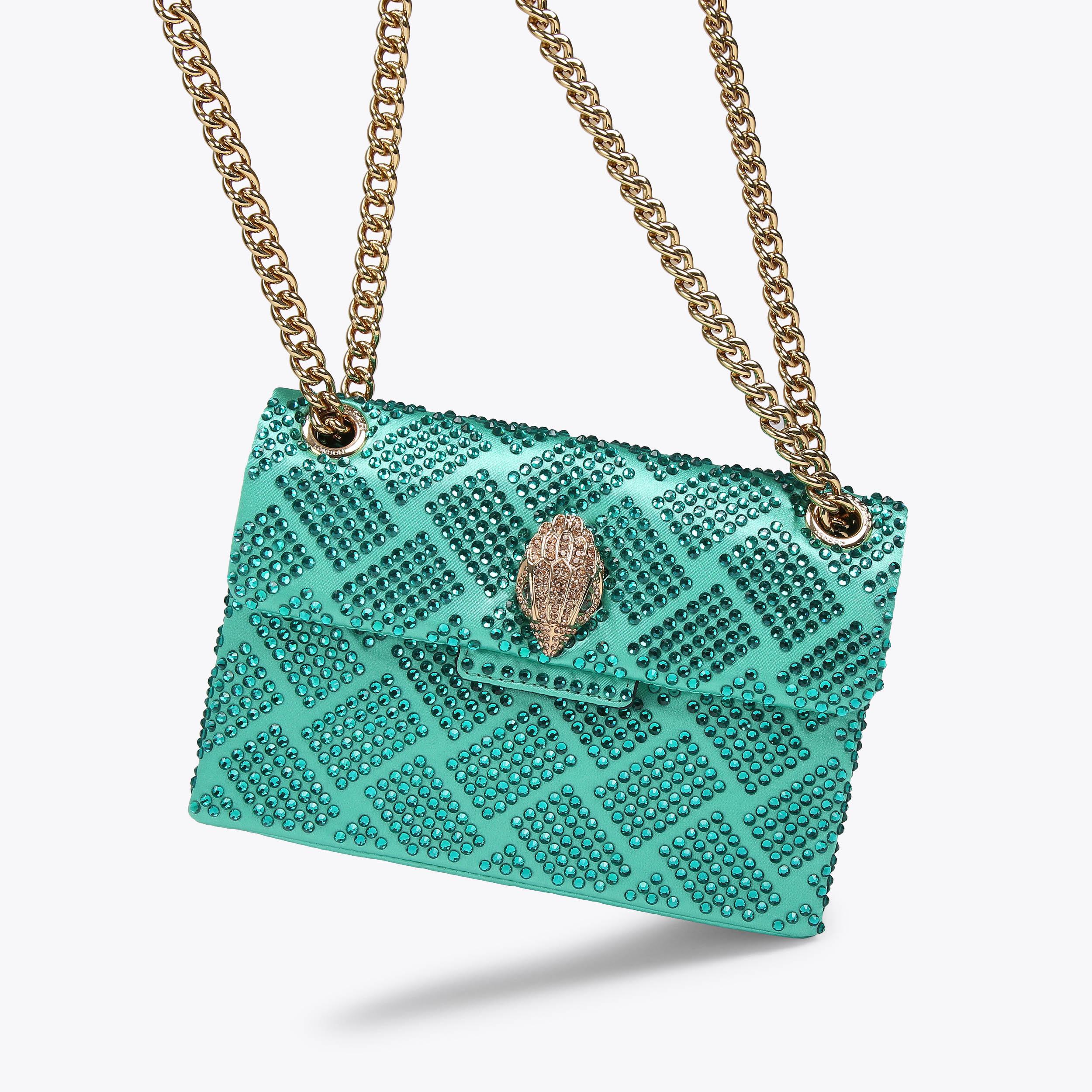 FABRIC MINI KENSINGTON Green Fabric Crystal Cross Body Mini Bag by KURT GEIGER LONDON