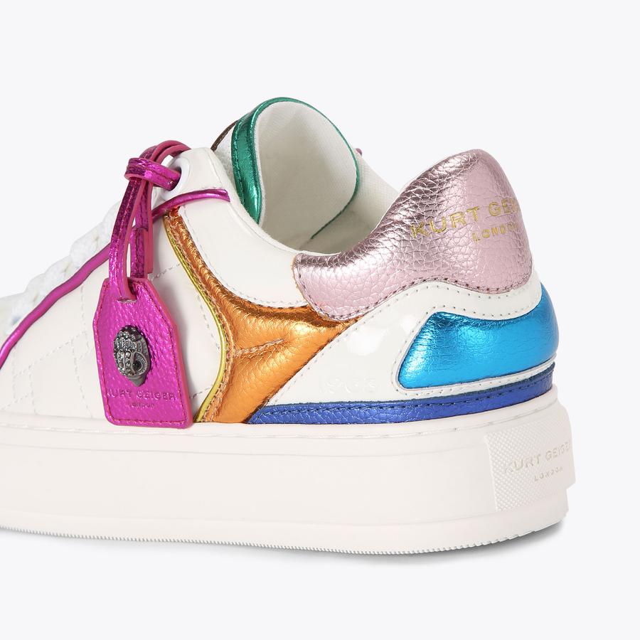 SOUTHBANK TAG White Leather Metallic Sneaker by KURT GEIGER