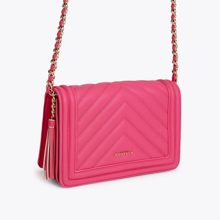 LARA TASSEL FLAPOVER Fuchsia Cross Body Bag by CARVELA