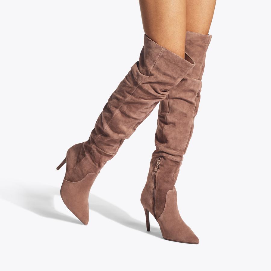 Suede slouch knee high boots on sale