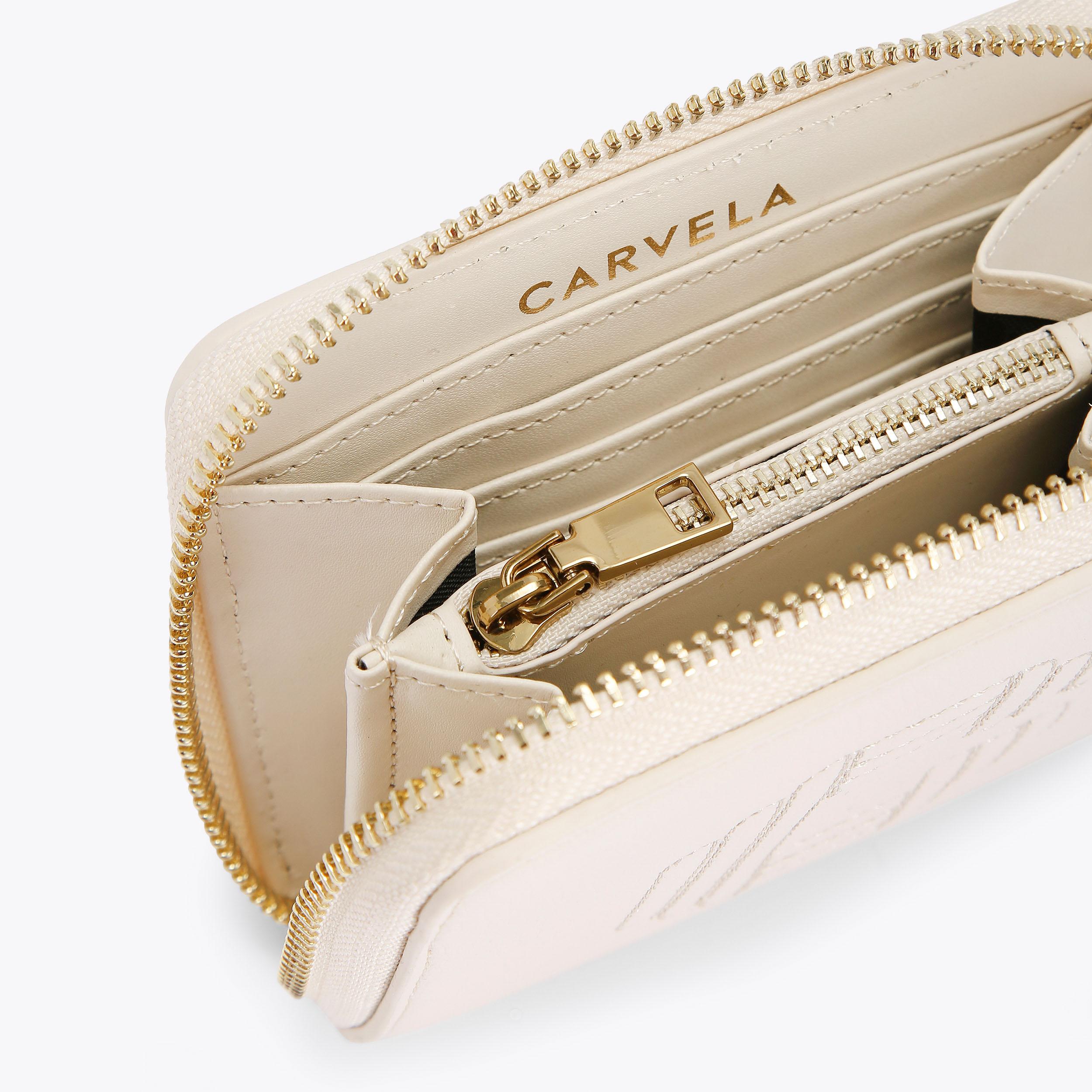 ICON SQ WALLET Bone Zip Around Wallet by CARVELA