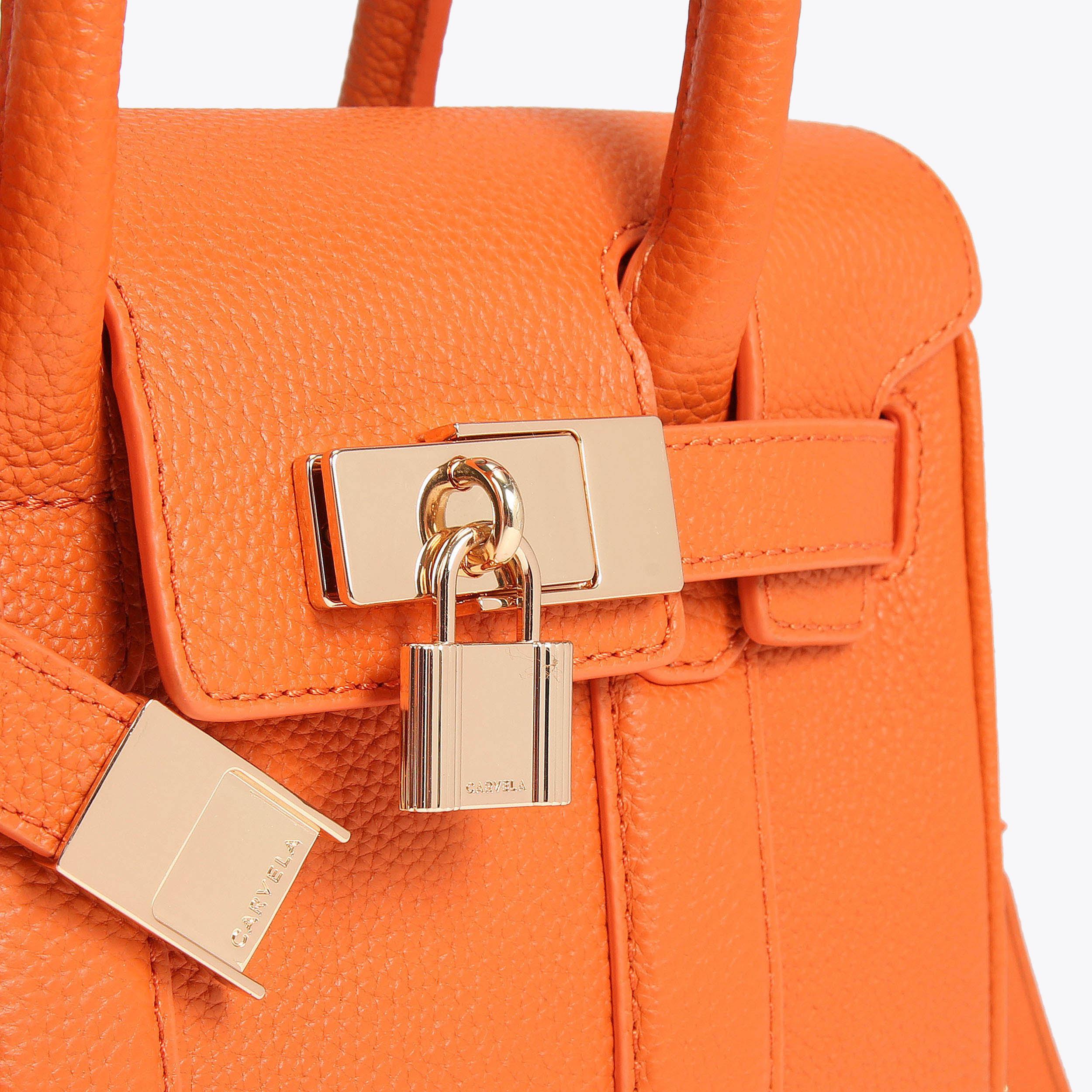HENLEY LOCK MINI TOTE Orange Mini Tote Bag by CARVELA