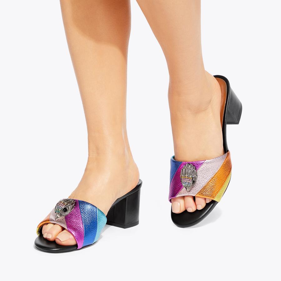 KENSINGTON BLOCK MULE Rainbow Stripe Mule Heel by KURT