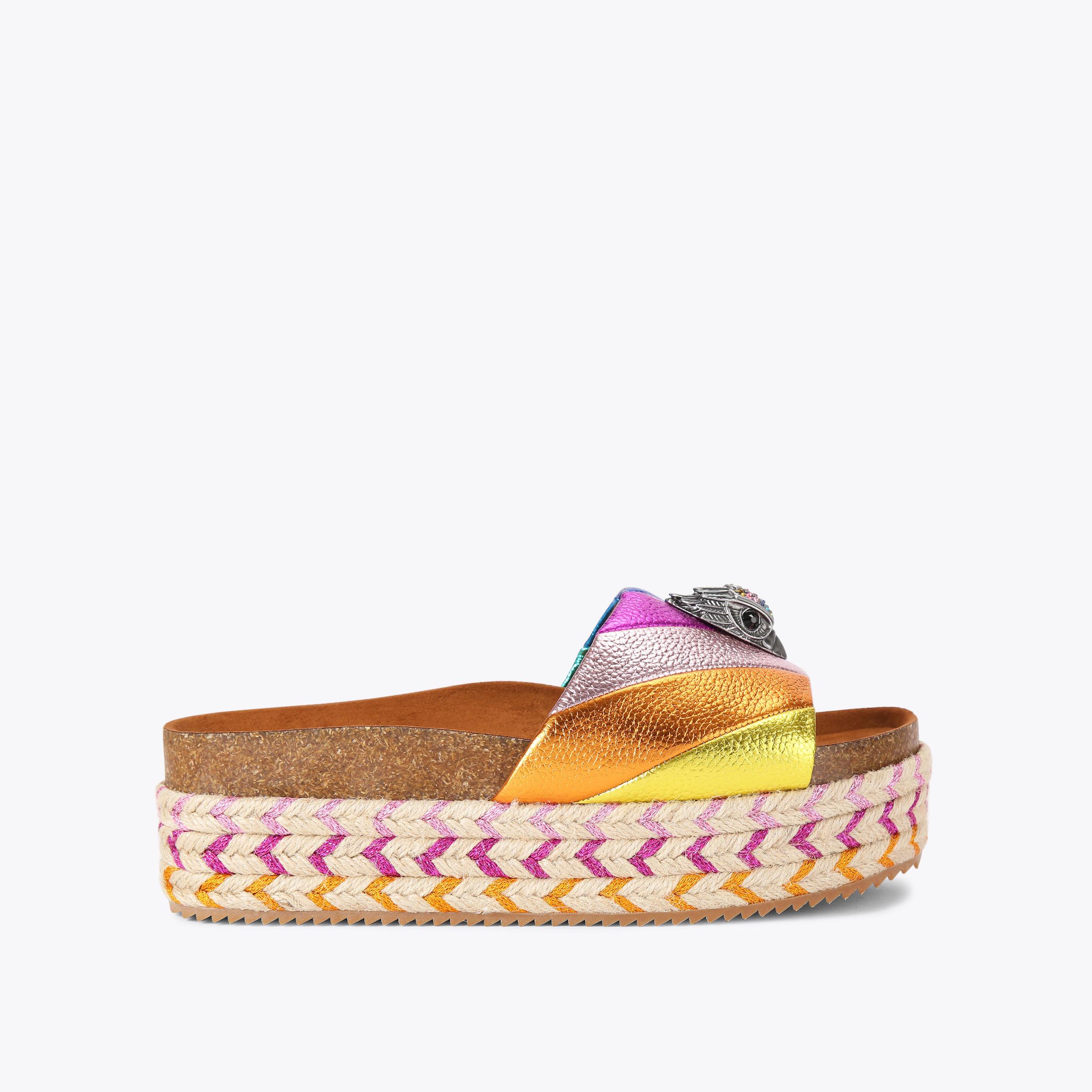 KENSINGTON FLATFORM Rainbow Stripe Slip On Sandal by KURT GEIGER LONDON