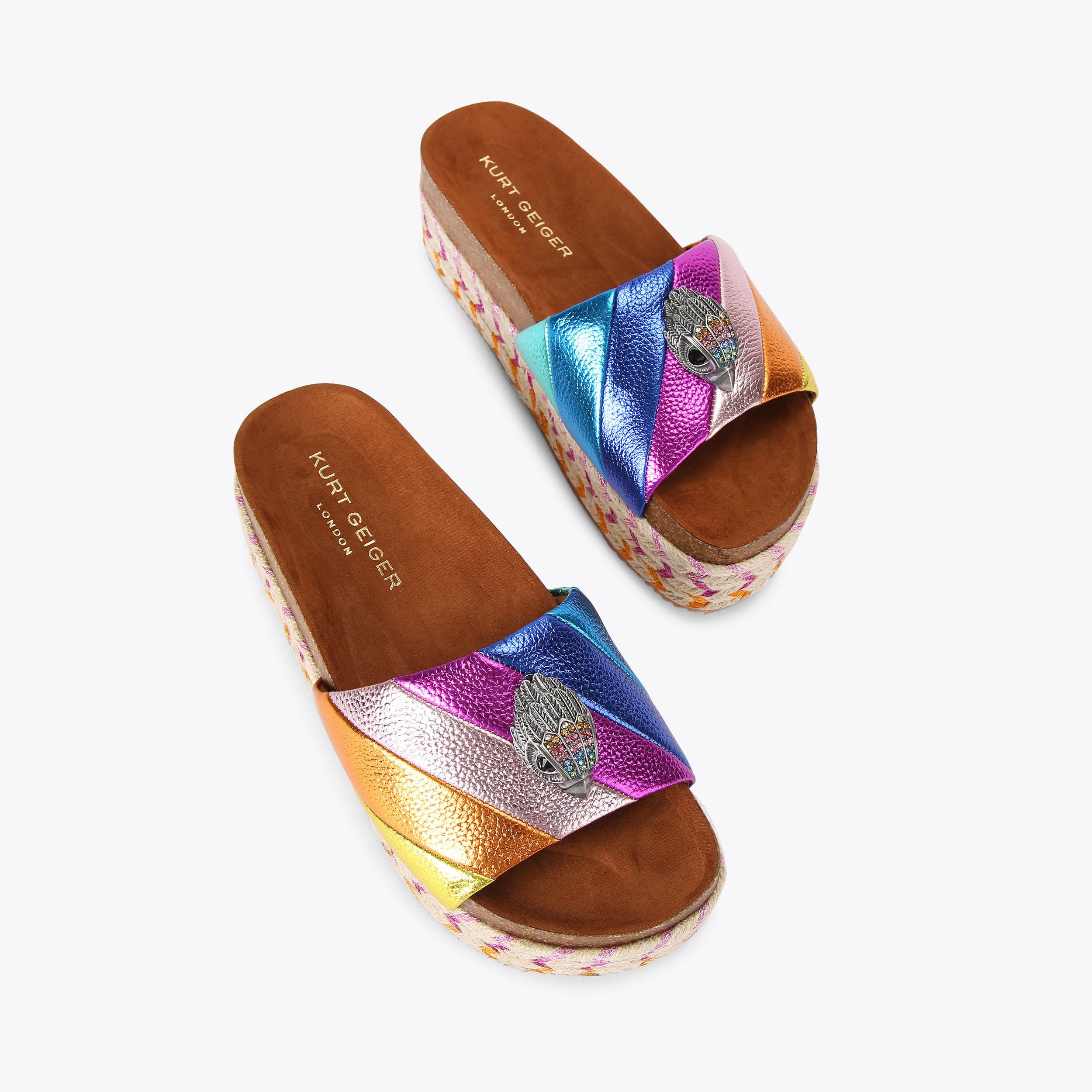 KENSINGTON FLATFORM Rainbow Stripe Slip On Sandal by KURT GEIGER LONDON