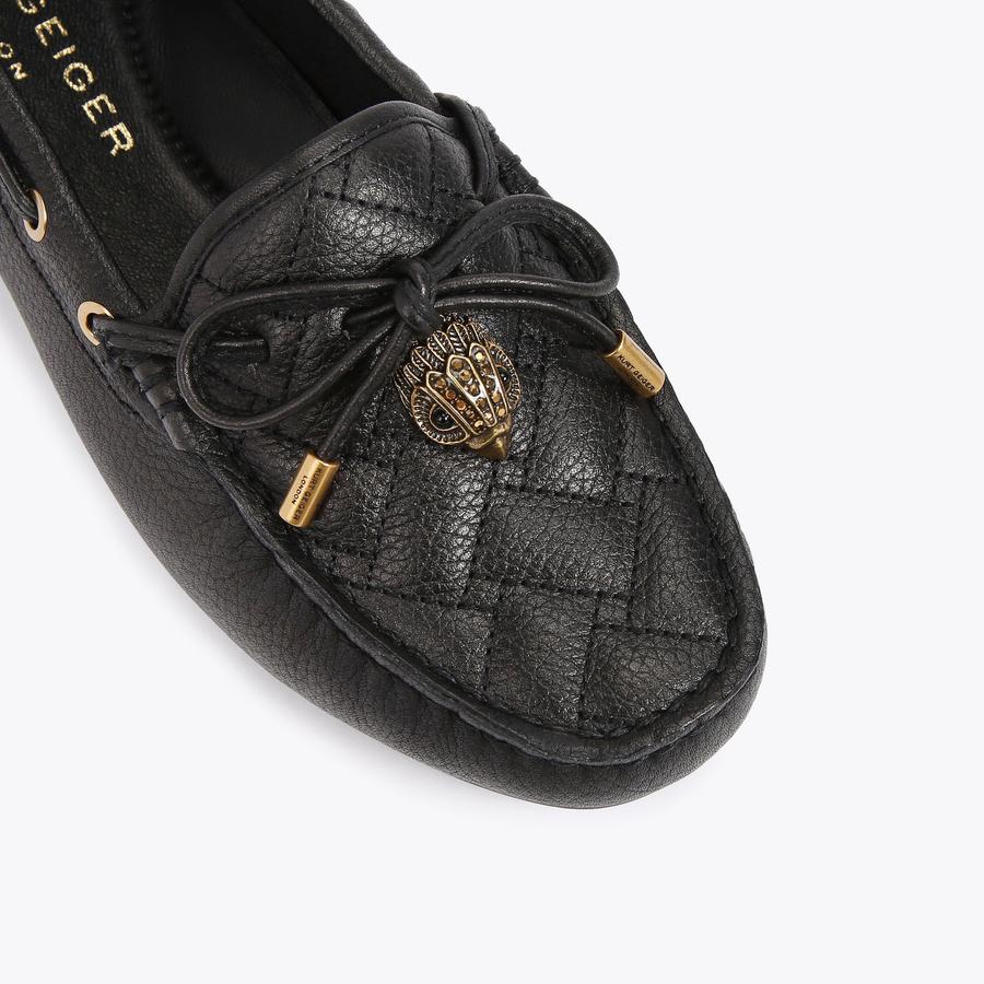 EAGLE MOCCASIN Black Textured Leather Slip On Shoe by KURT GEIGER LONDON