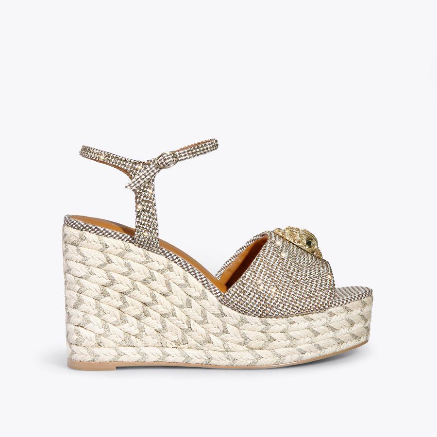 KENSINGTON ESPADRILLE WDG Brown Houndstooth Espadrille Heel by KURT GEIGER LONDON