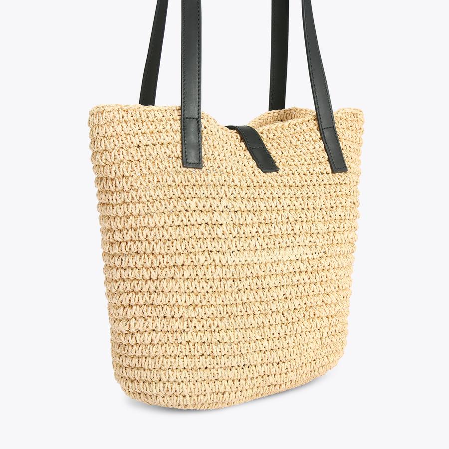 HAMPTON RAFFIA TOTE Raffia Beige Woven Tote Bag by KURT GEIGER LONDON