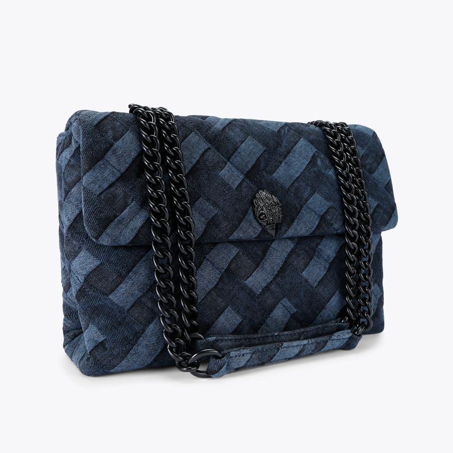 LARGE KENSINGTON SOFT Dark Denim Weave Shoulder Bag by KURT GEIGER