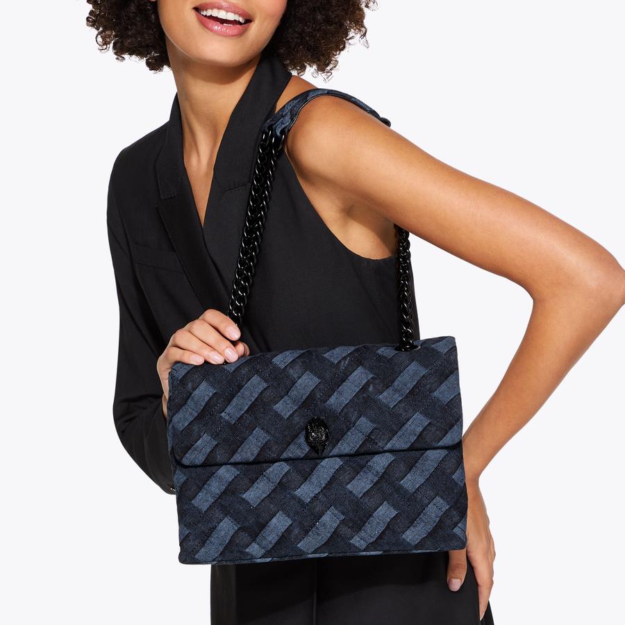 LARGE KENSINGTON SOFT Dark Denim Weave Shoulder Bag by KURT
