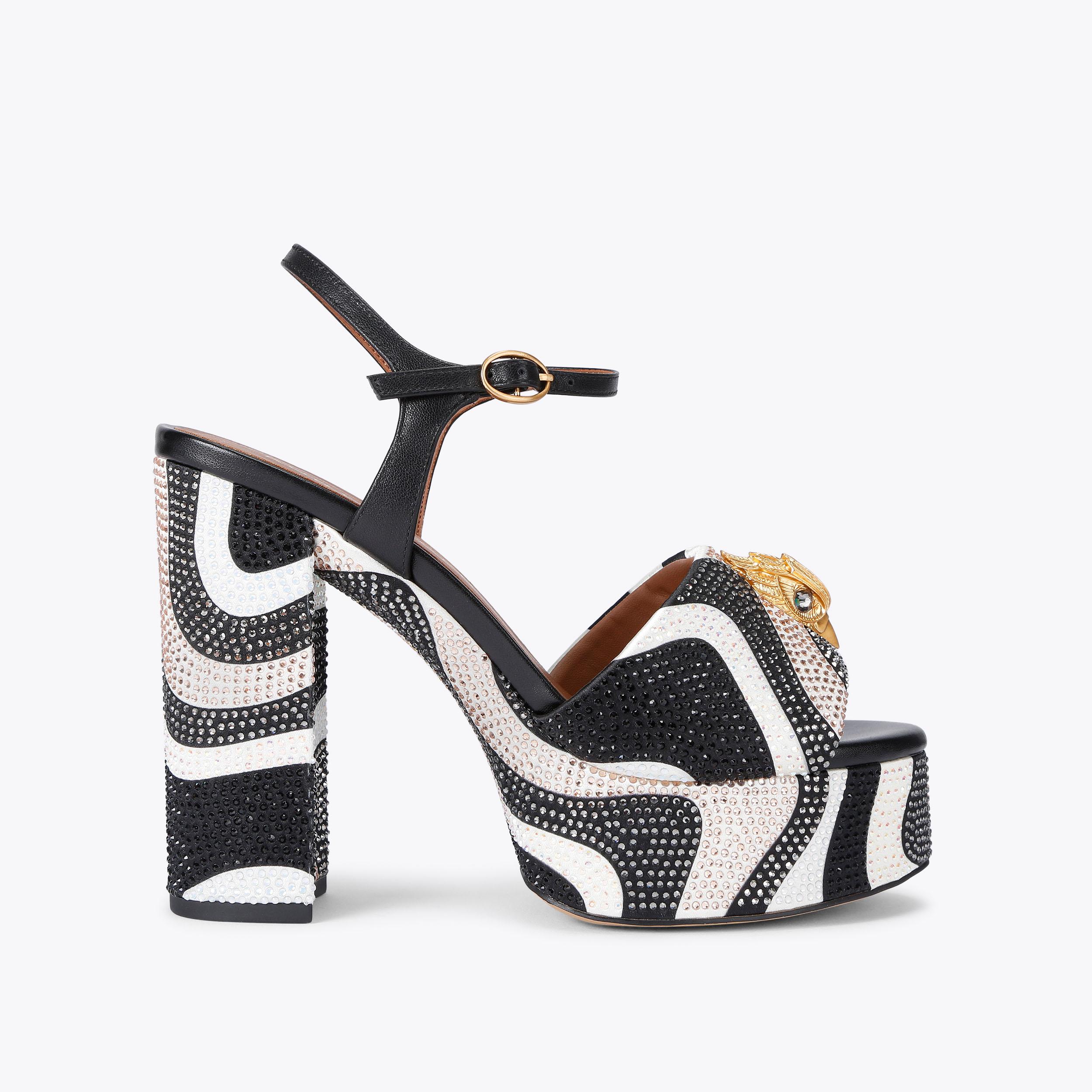 carvela by kurt geiger KENSINGTON PLATFORM SDL Black Bone Satin Crystal Kensington by KURT GEIGER LONDON