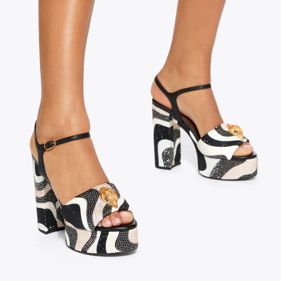 KENSINGTON PLATFORM SDL Black Bone Satin Crystal Kensington