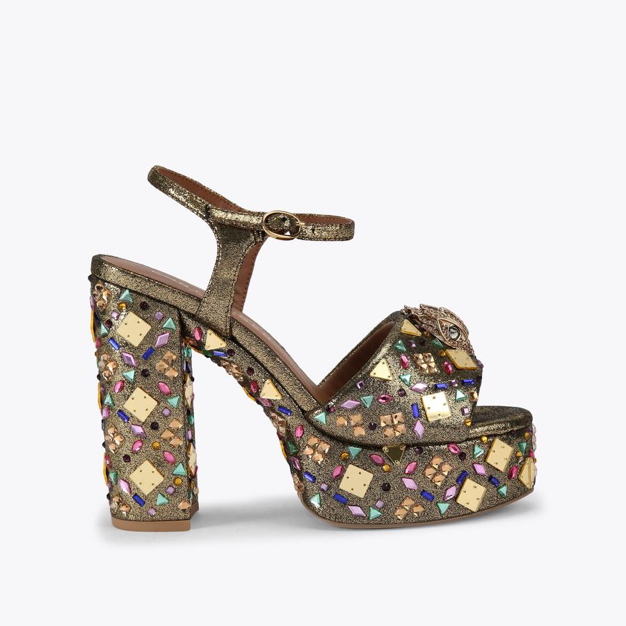 Kimberly ゴールド L Kimberly Glitter Chain-Mesh Wedge Sandal | Michael Kors [US]