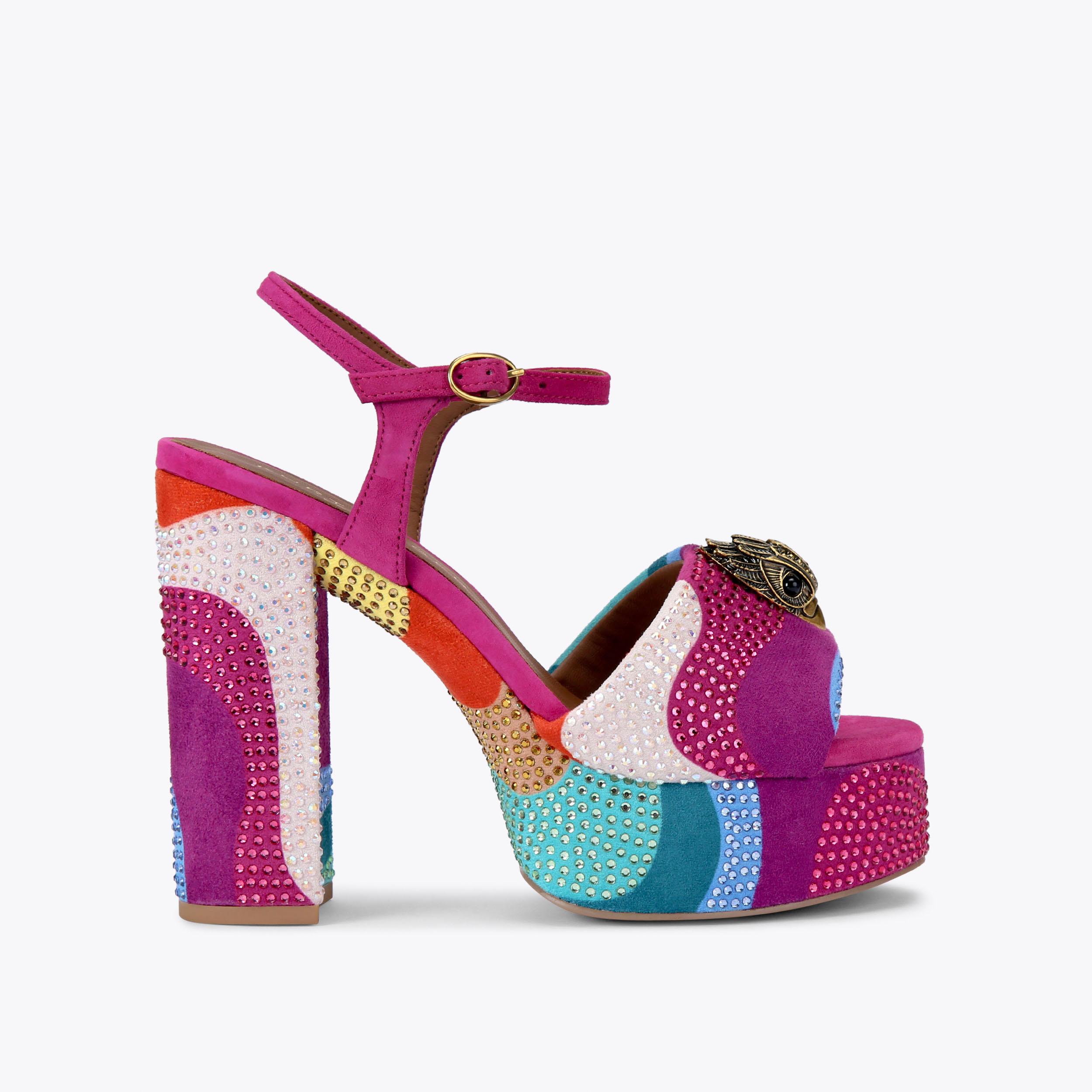 KENSINGTON PLATFORM SDL Suede Rainbow Swirl Sandal by KURT