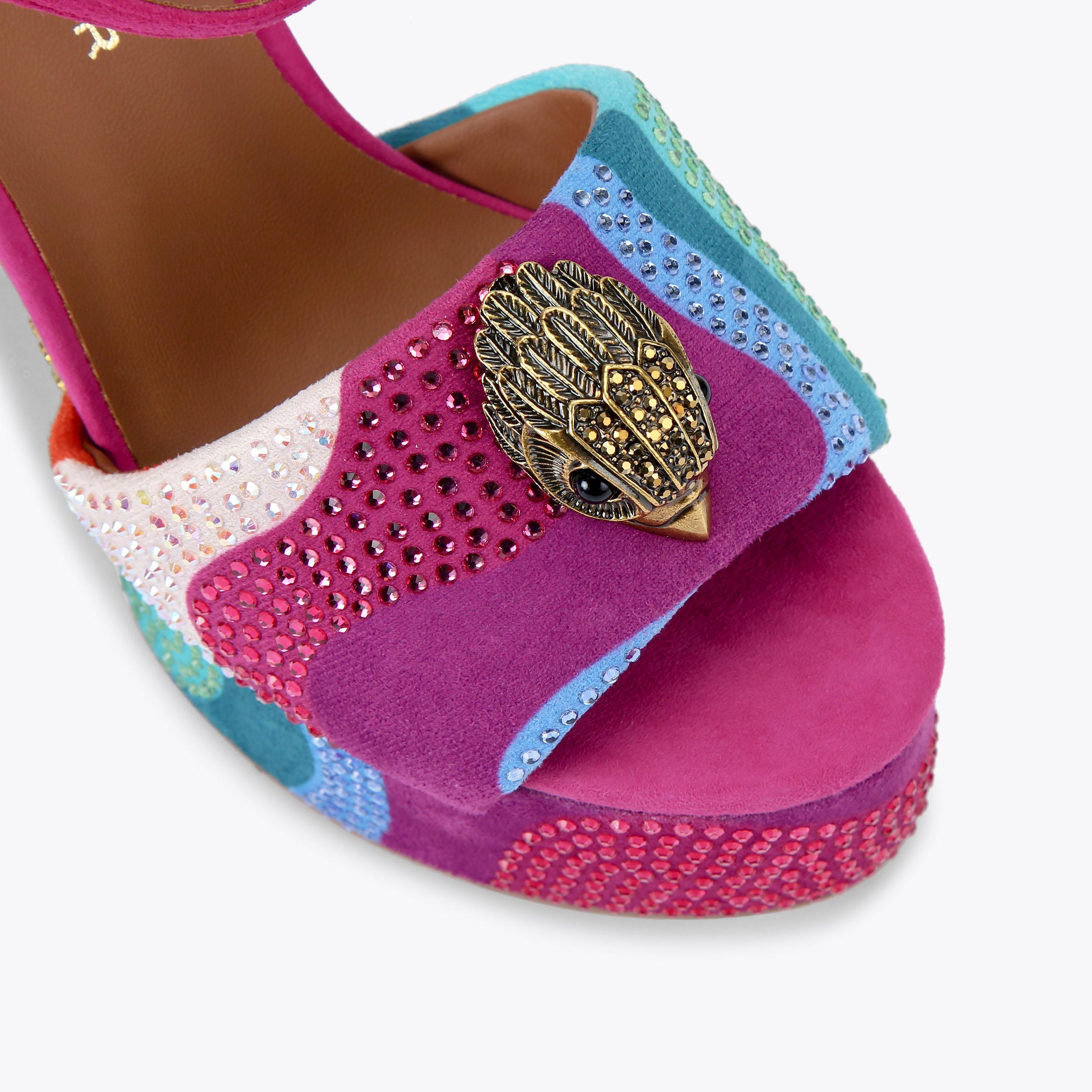 KENSINGTON PLATFORM SDL Suede Rainbow Swirl Sandal by KURT
