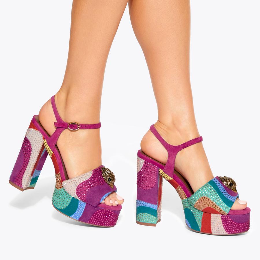 KENSINGTON PLATFORM SDL Suede Rainbow Swirl Sandal by KURT