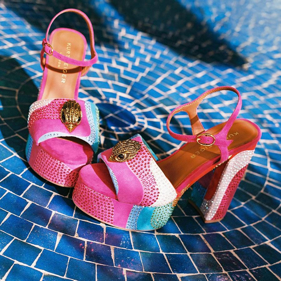 KENSINGTON PLATFORM SDL Suede Rainbow Swirl Sandal by KURT