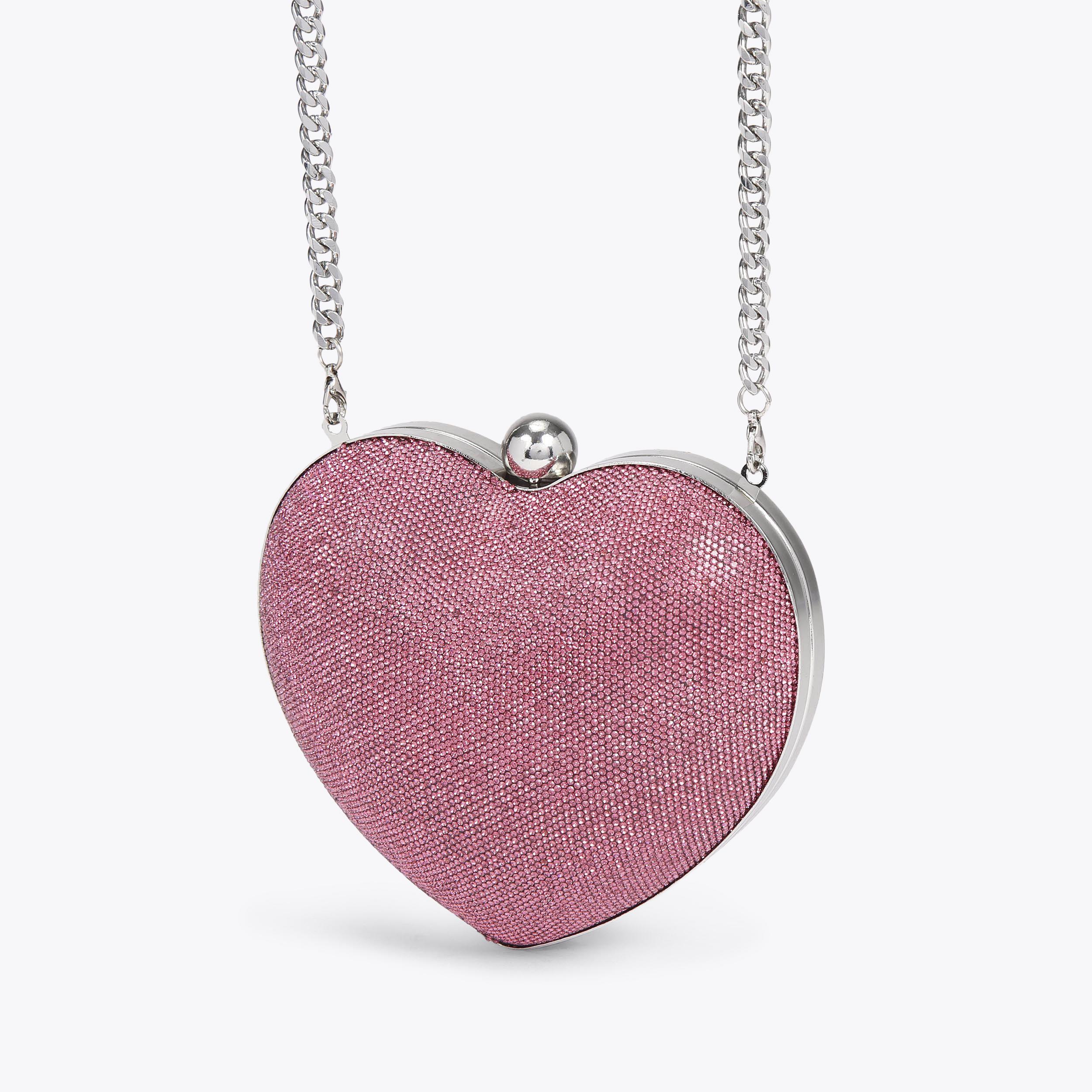 AMORE CLUTCH Pink Crystal Heart Clutch Bag by CARVELA