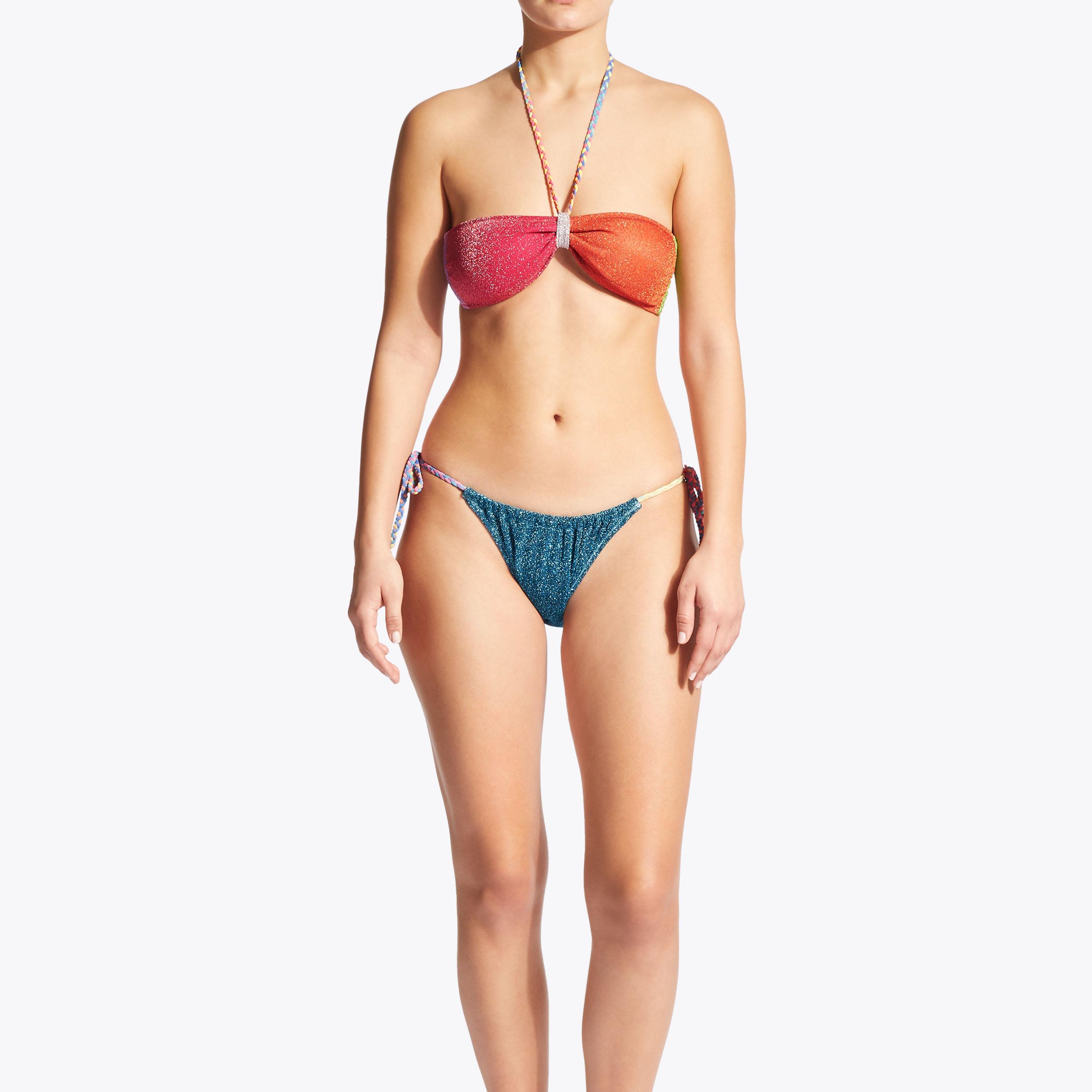 RAINBOW BANDEAU TOP Metallic Bikini Top by KURT GEIGER LONDON