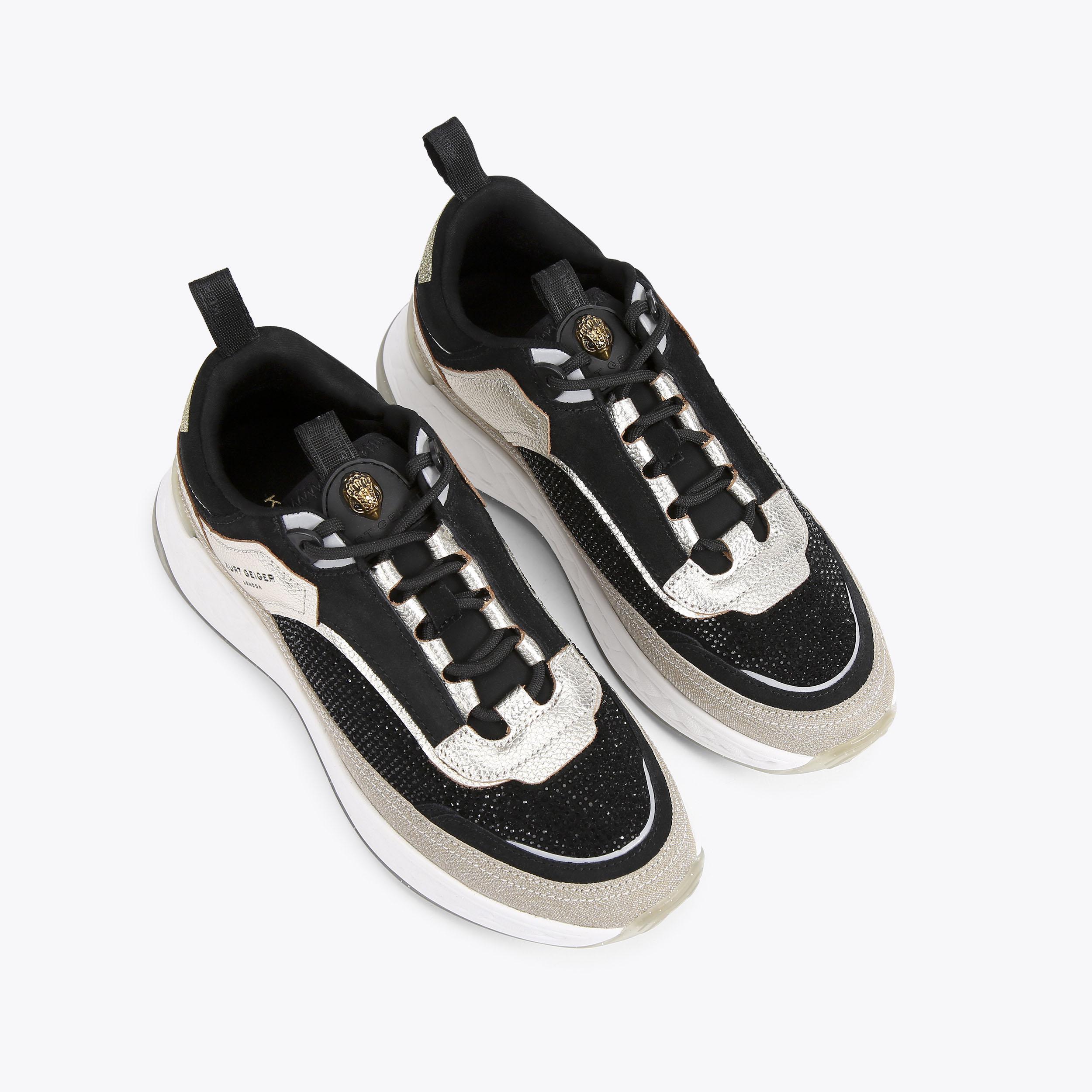 KENSINGTON SNEAKER Black Lace Up Chunky Trainers by KURT GEIGER LONDON