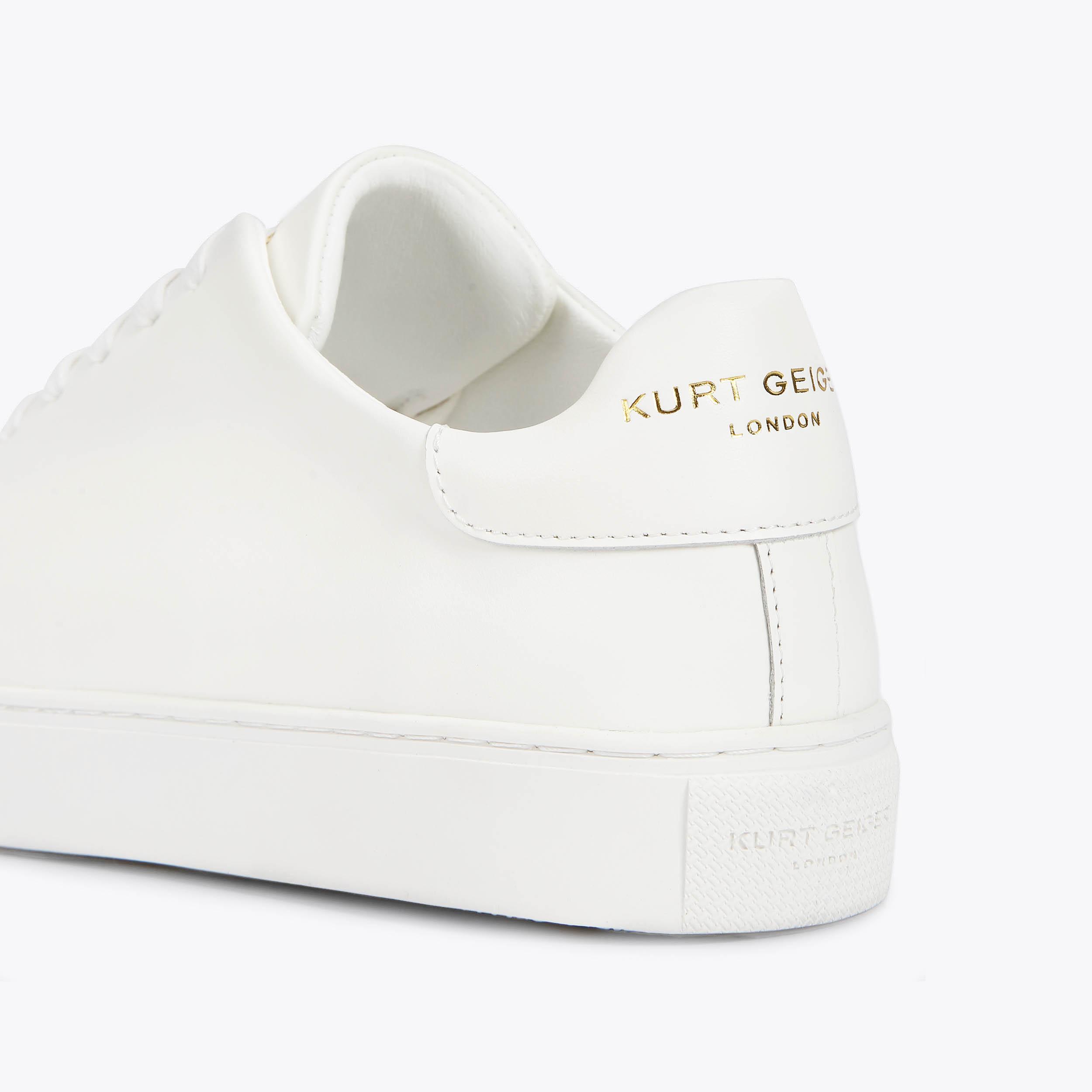 LENNON White Leather Lace Up Sneakers by KURT GEIGER LONDON