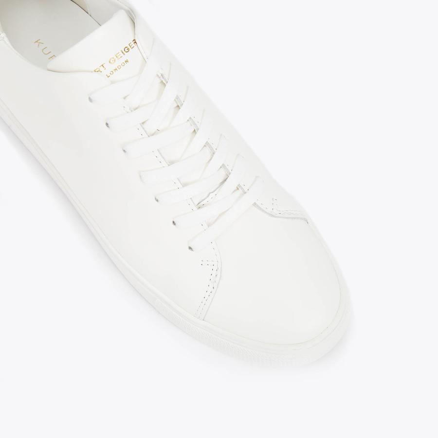 LENNON White Leather Lace Up Sneakers by KURT GEIGER LONDON