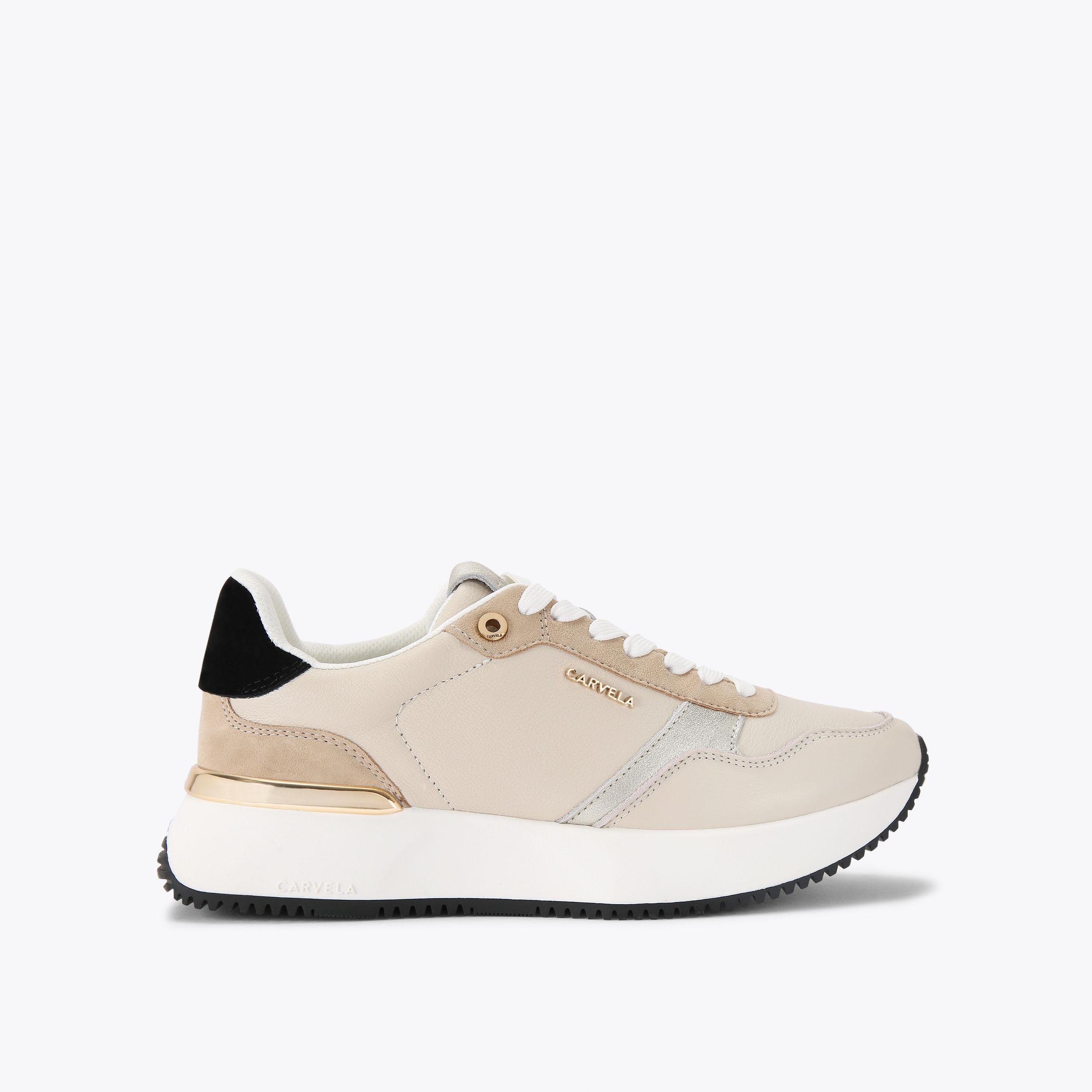 FLARE Taupe Lace Up Trainer by CARVELA