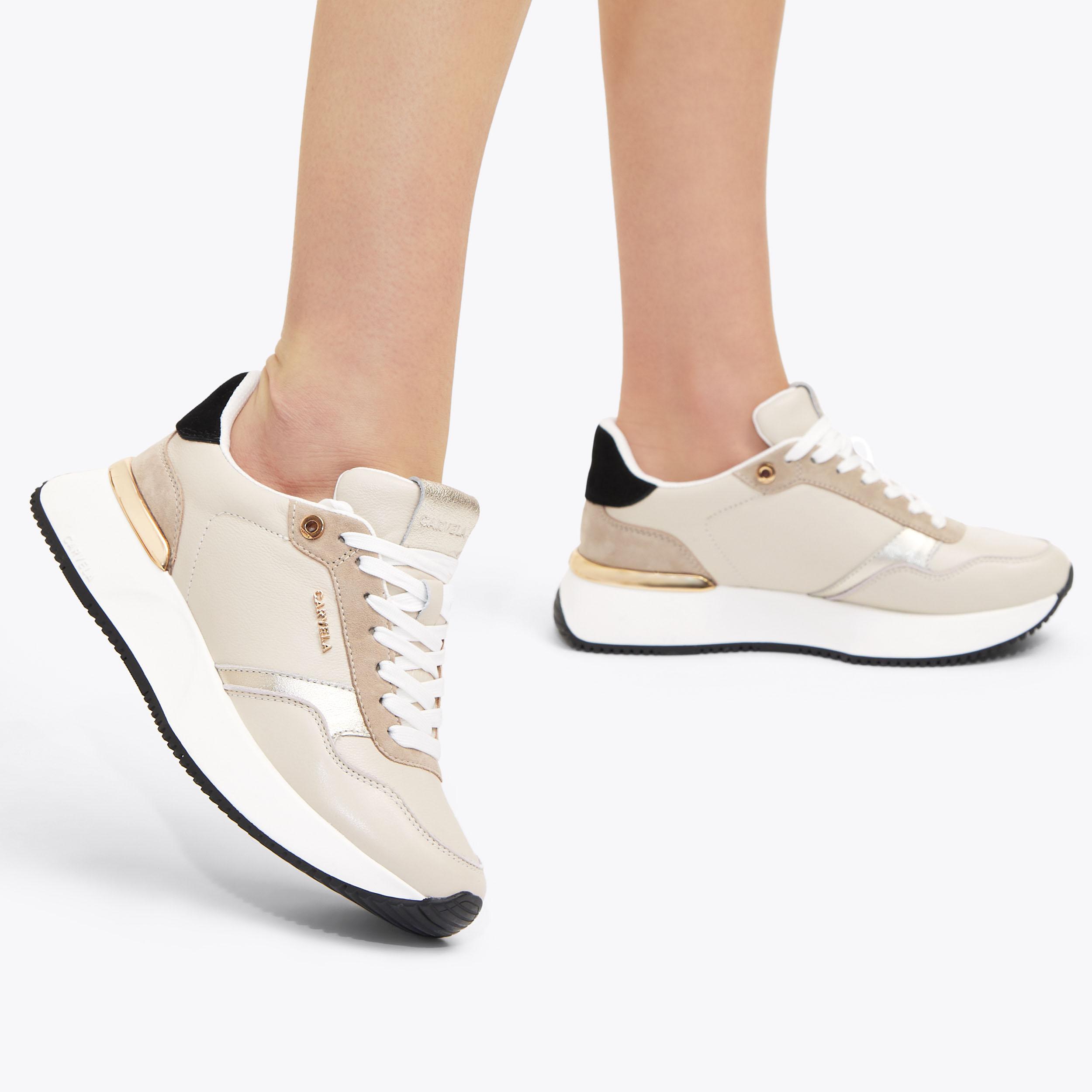 FLARE Taupe Lace Up Trainer by CARVELA
